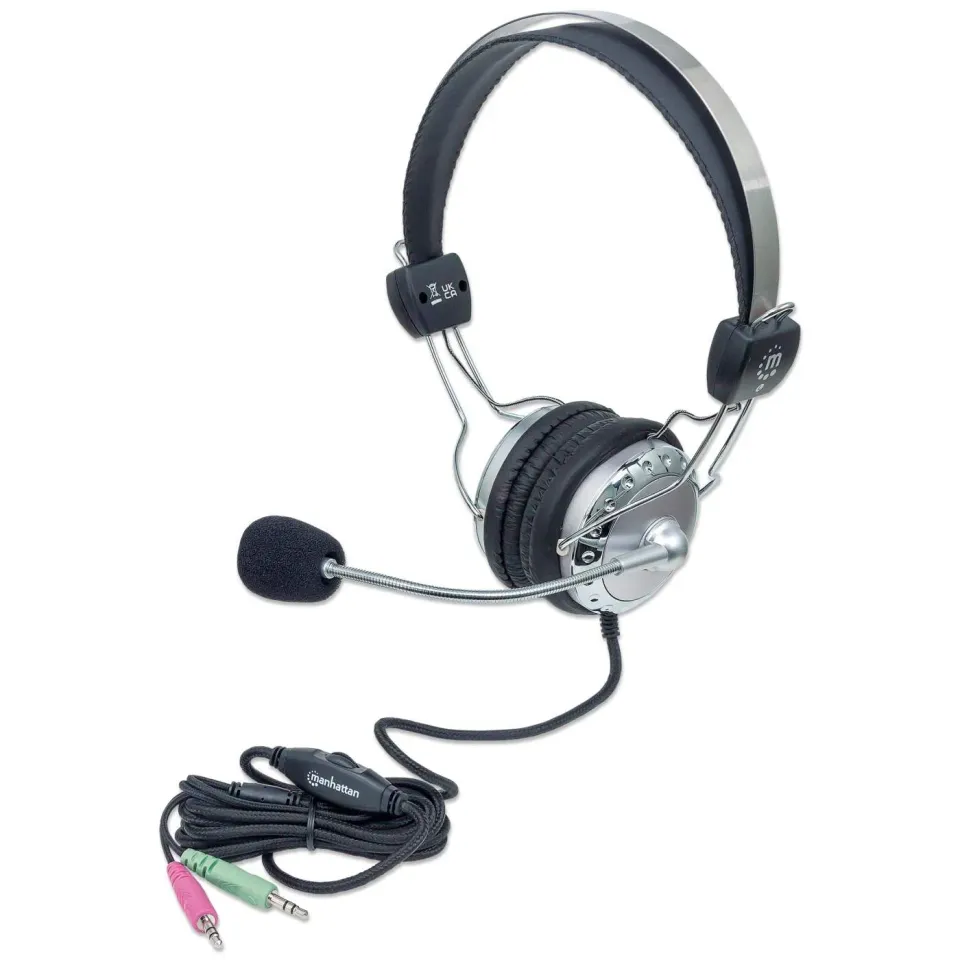 Manhattan Stereo Headset cuffie over-ear argento jack