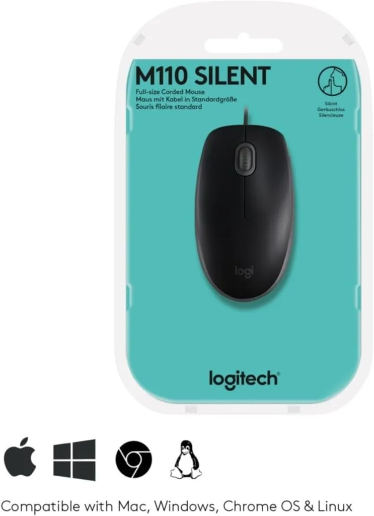 Logitech B110 mouse USB con filo silenzioso