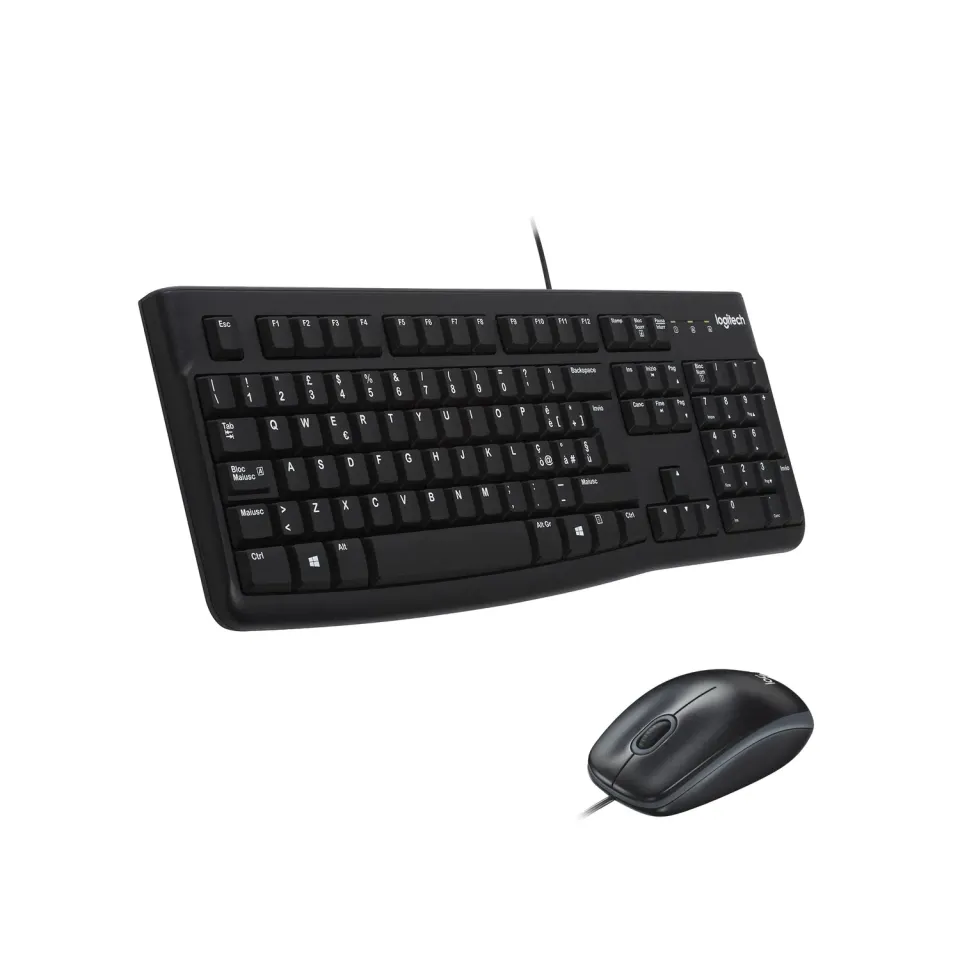 Logitech MK120 Kit Tastiera Mouse con Filo ITA USB