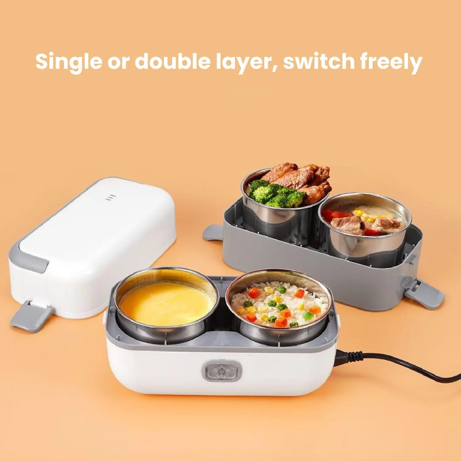 Zunate Lunch Box Elettrico Riscaldato 4 Contenitori Acciaio 220V