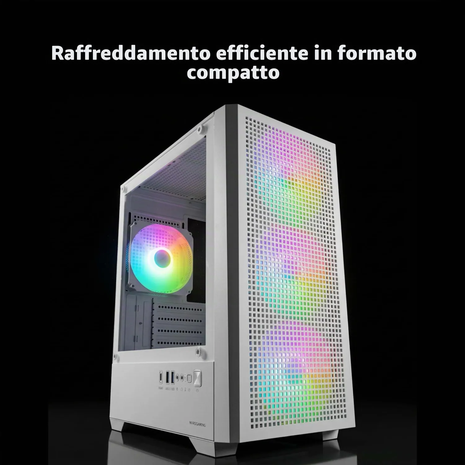 Mars Gaming MC-Vector Case PC Micro-ATX Bianco Vetro