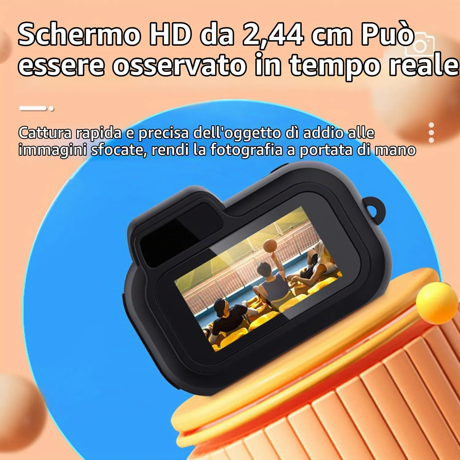 Zunate mini fotocamera 1080p 2MP con schermo 0,96 pollici