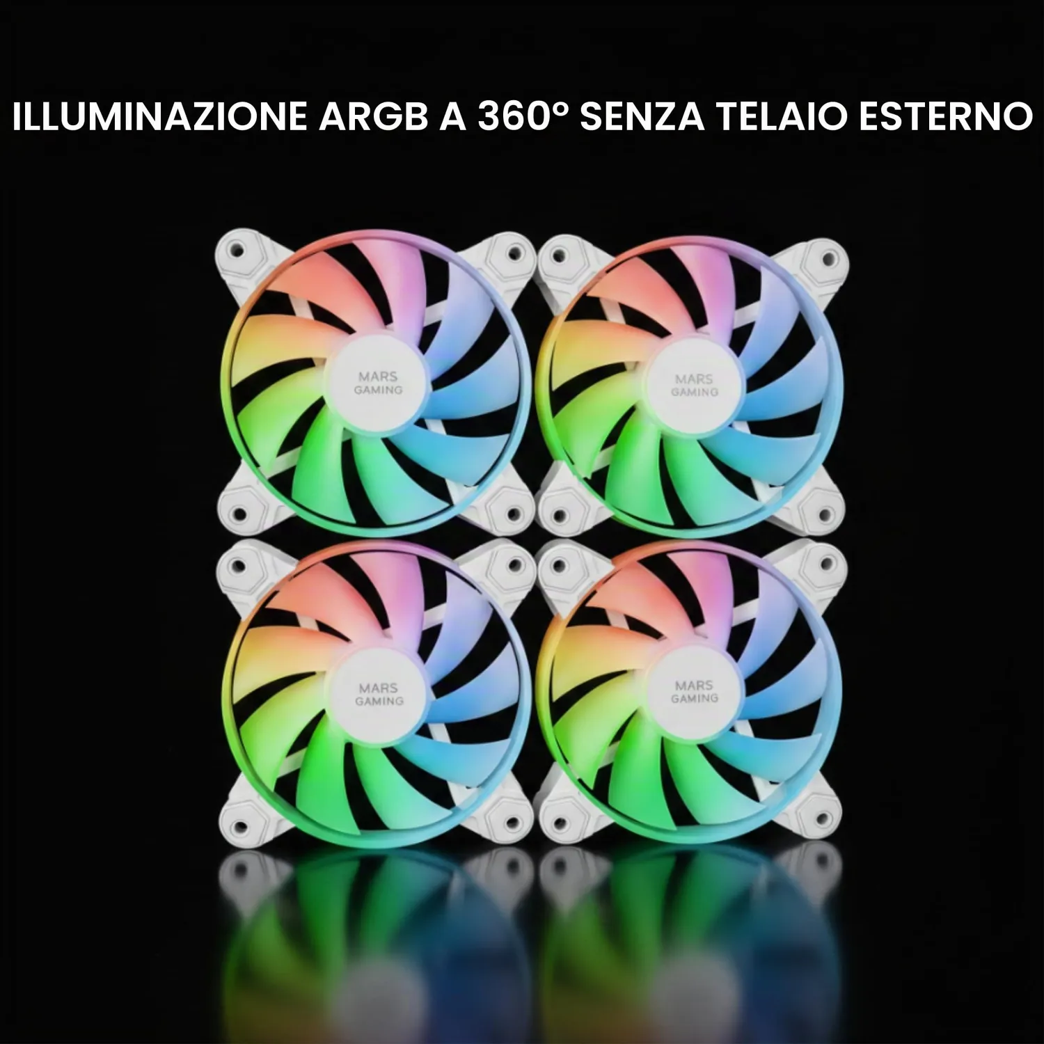 Mars Gaming MF-4A kit 4 ventole 120mm ARGB bianche
