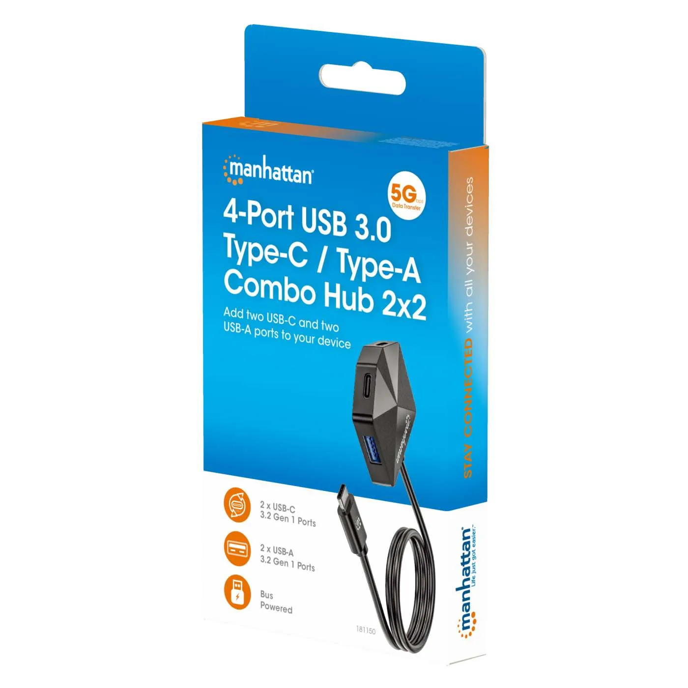 Manhattan 4-Port USB 3.0 Combo Hub 2x2 usb 2+2 porte