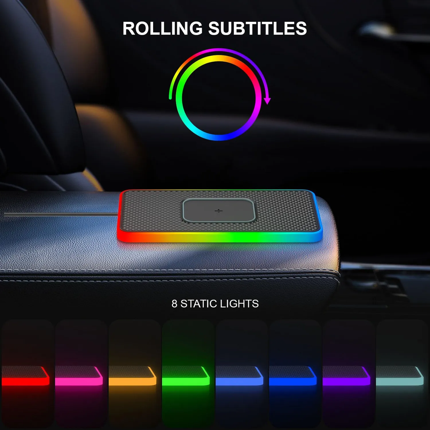Zunate Tappetino Ricarica Wireless Auto 20W RGB Antiscivolo
