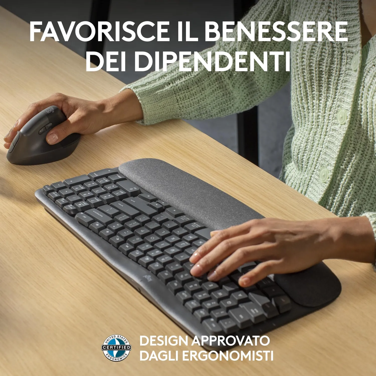 Logitech Wave Keys for Business tastiera ITA QWERTY ergonomica