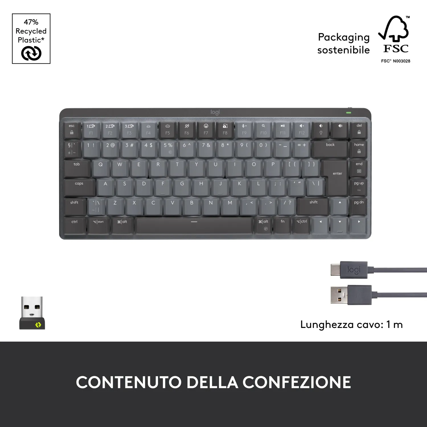 Logitech MX Mechanical Mini Tastiera Meccanica US Grafito low-profile