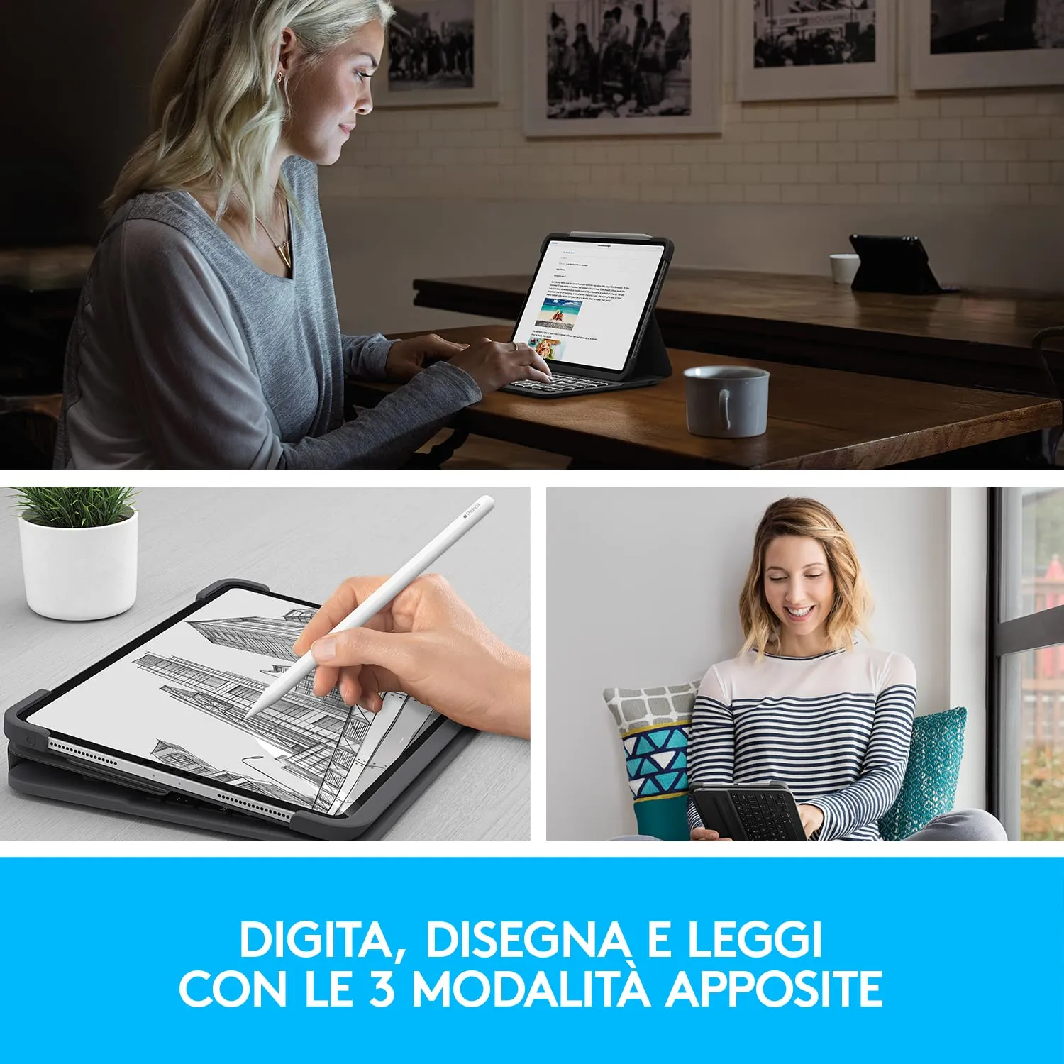 Logitech Slim Folio Pro Custodia Tastiera iPad 11 Retroilluminata