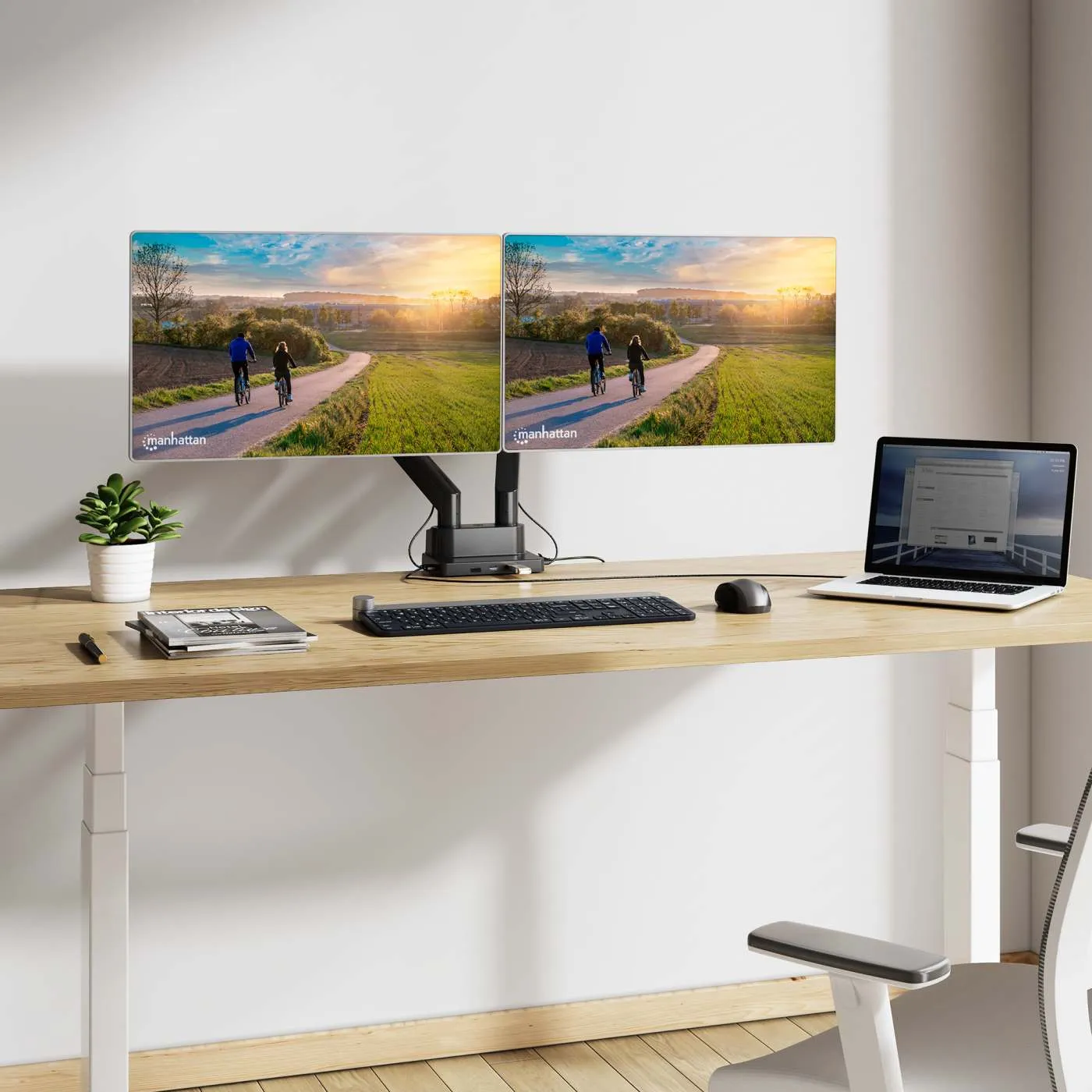 Manhattan Supporto Doppio Monitor 17-32" + Dock 8-in-1 Gas