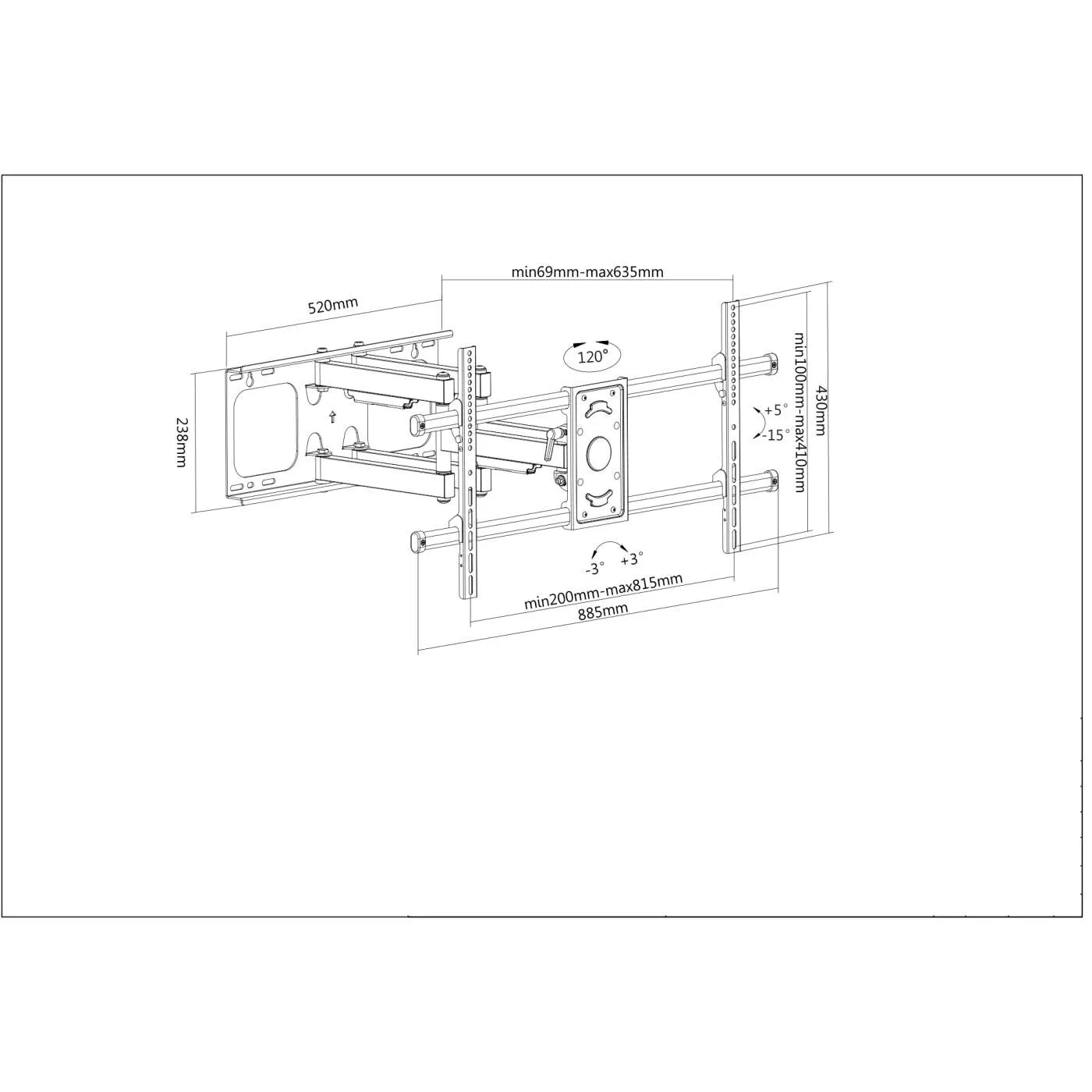 Manhattan 461290 supporto TV a parete 37-90" snodato nero