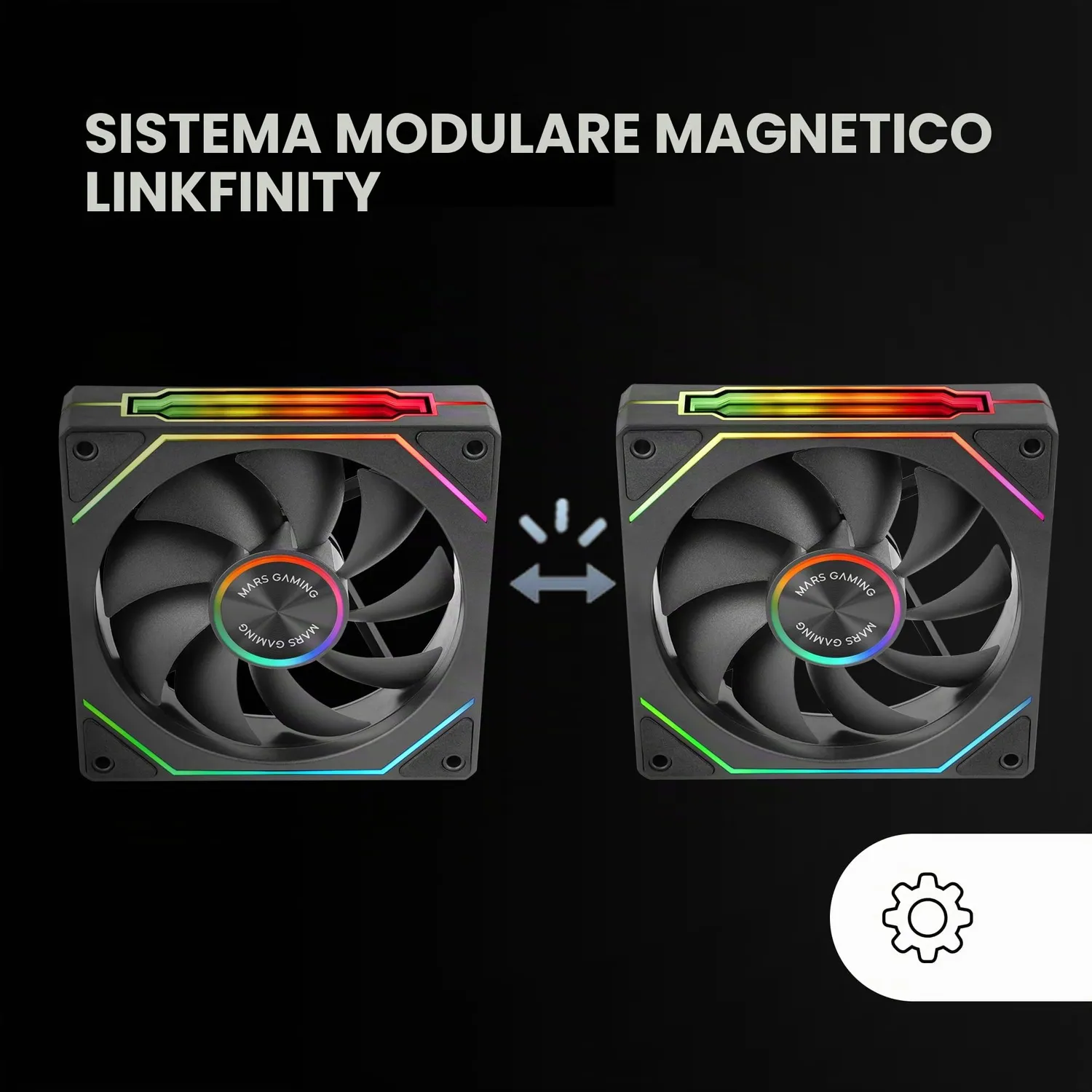 Mars Gaming MF-Linkfinity Kit2 ventole 120mm kit 3 pezzi nere ARGB