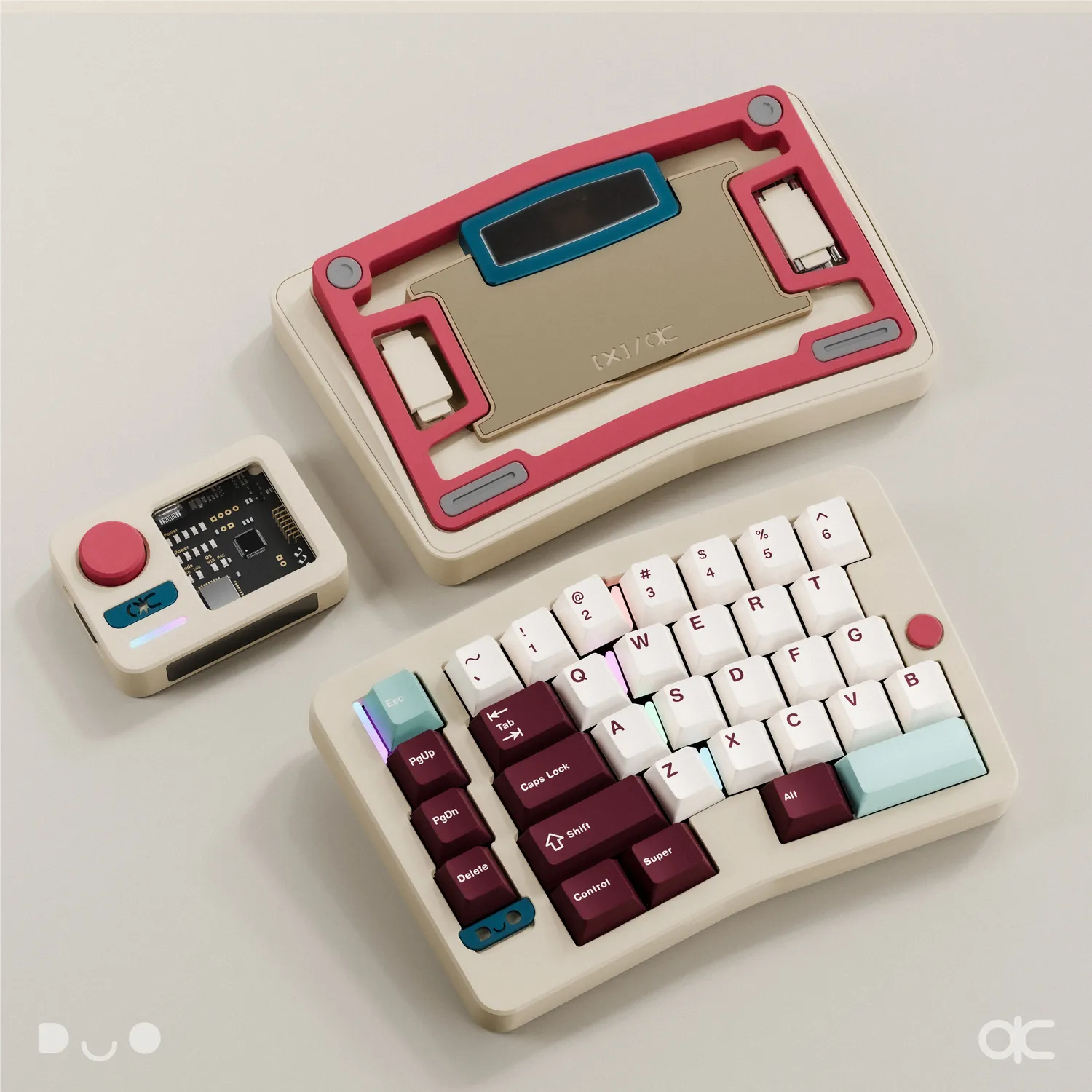QK Alice Duo tastiera ergonomica split rosa wireless