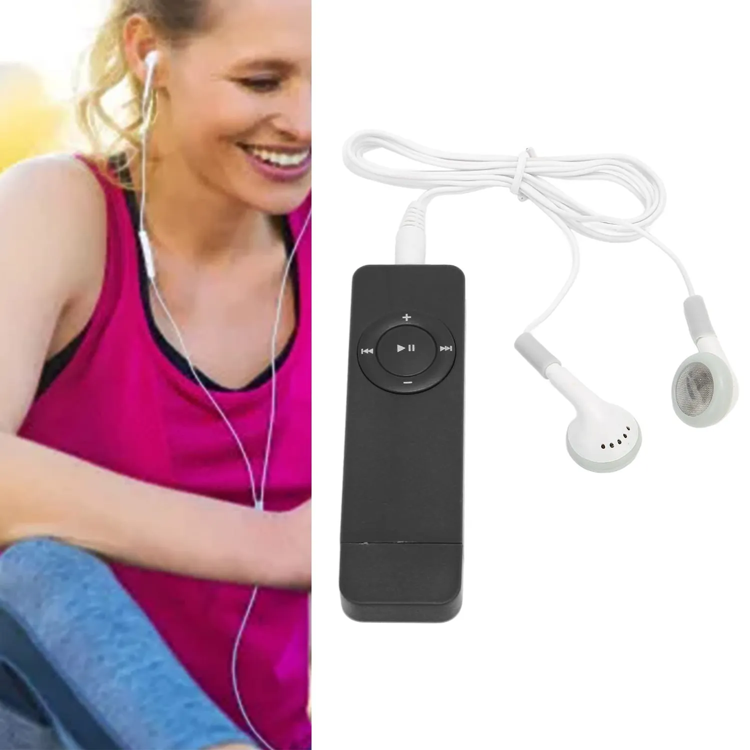 Zunate Mini lettore MP3 nero 64GB con auricolari