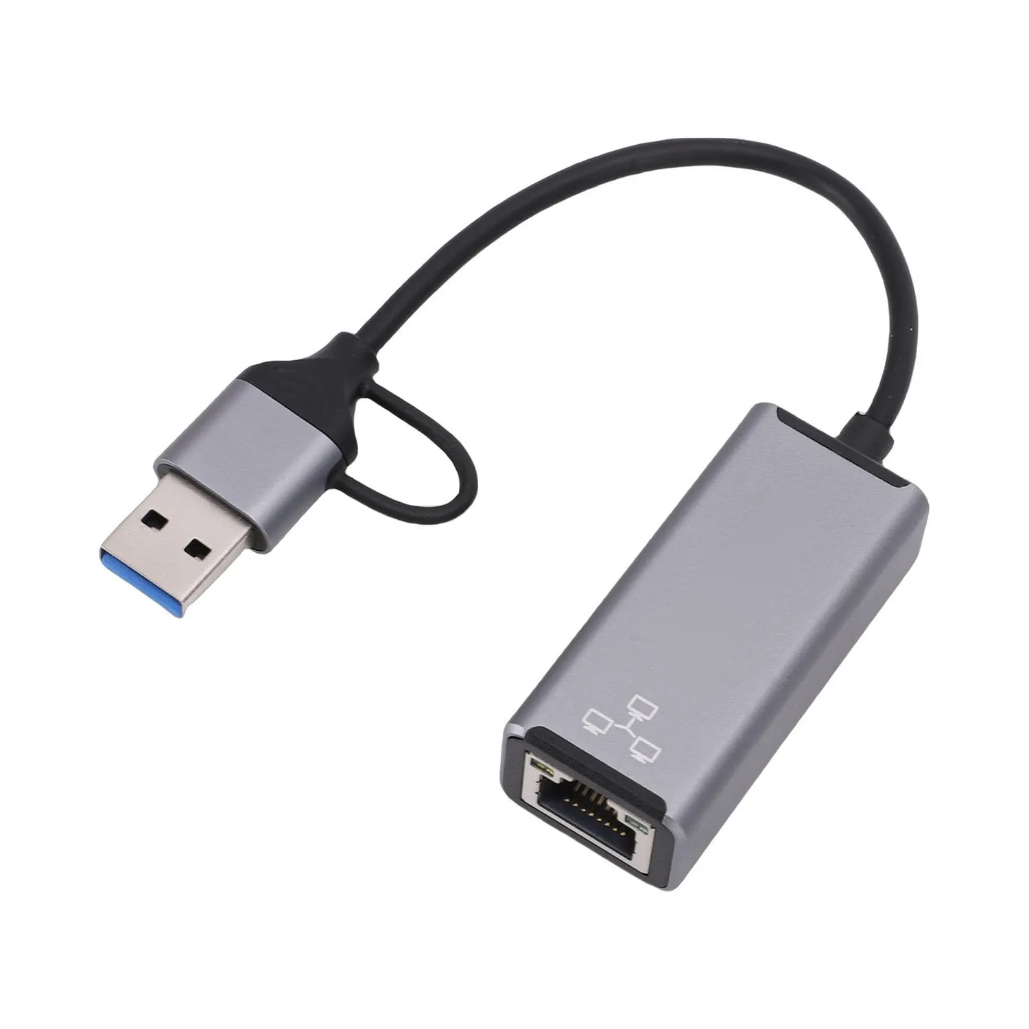 Zunate adattatore USB C Ethernet 100 Mbps RJ45 LED alluminio