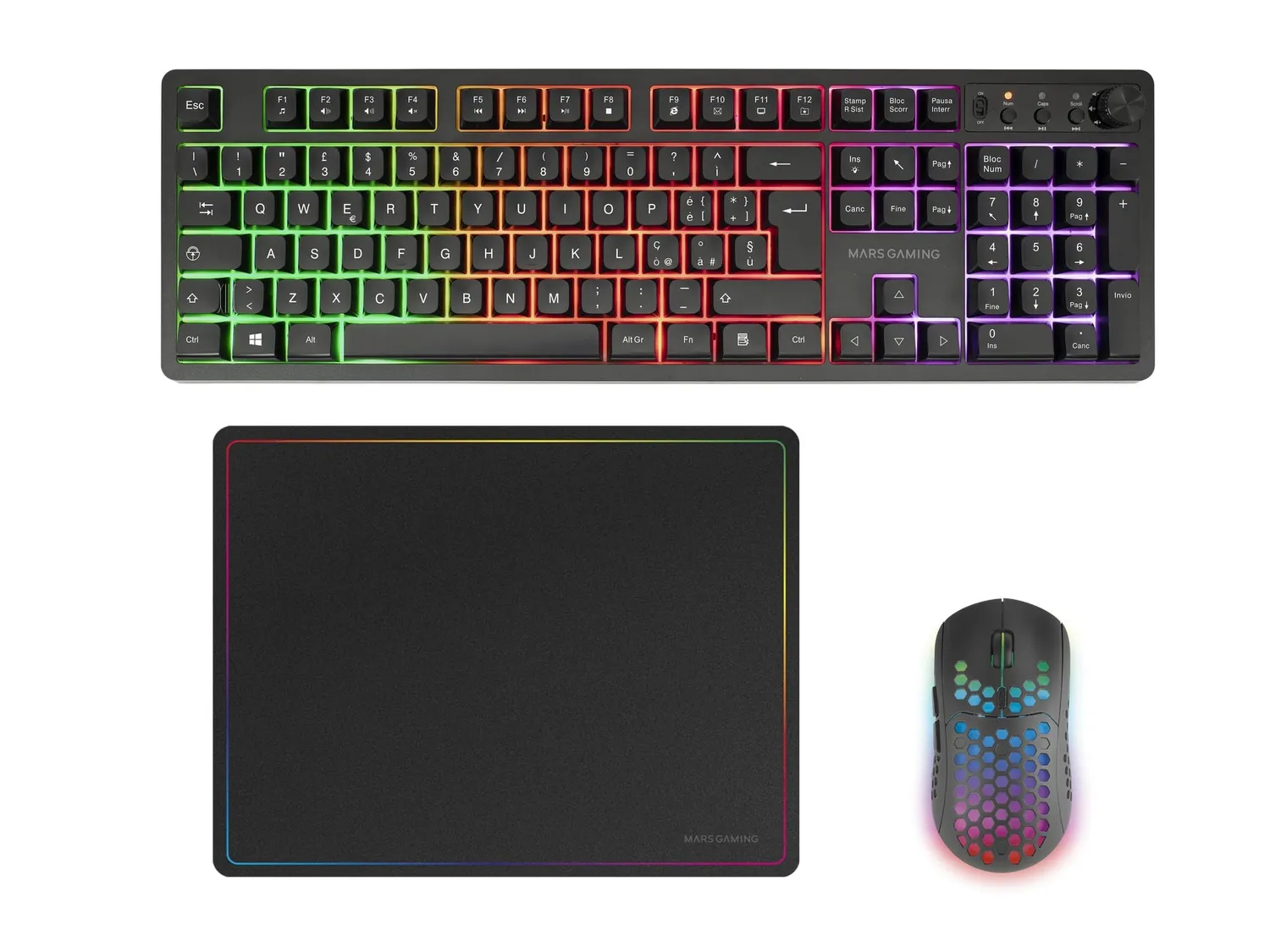 Mars Gaming MCP-RGB3 pack gaming nero italiano