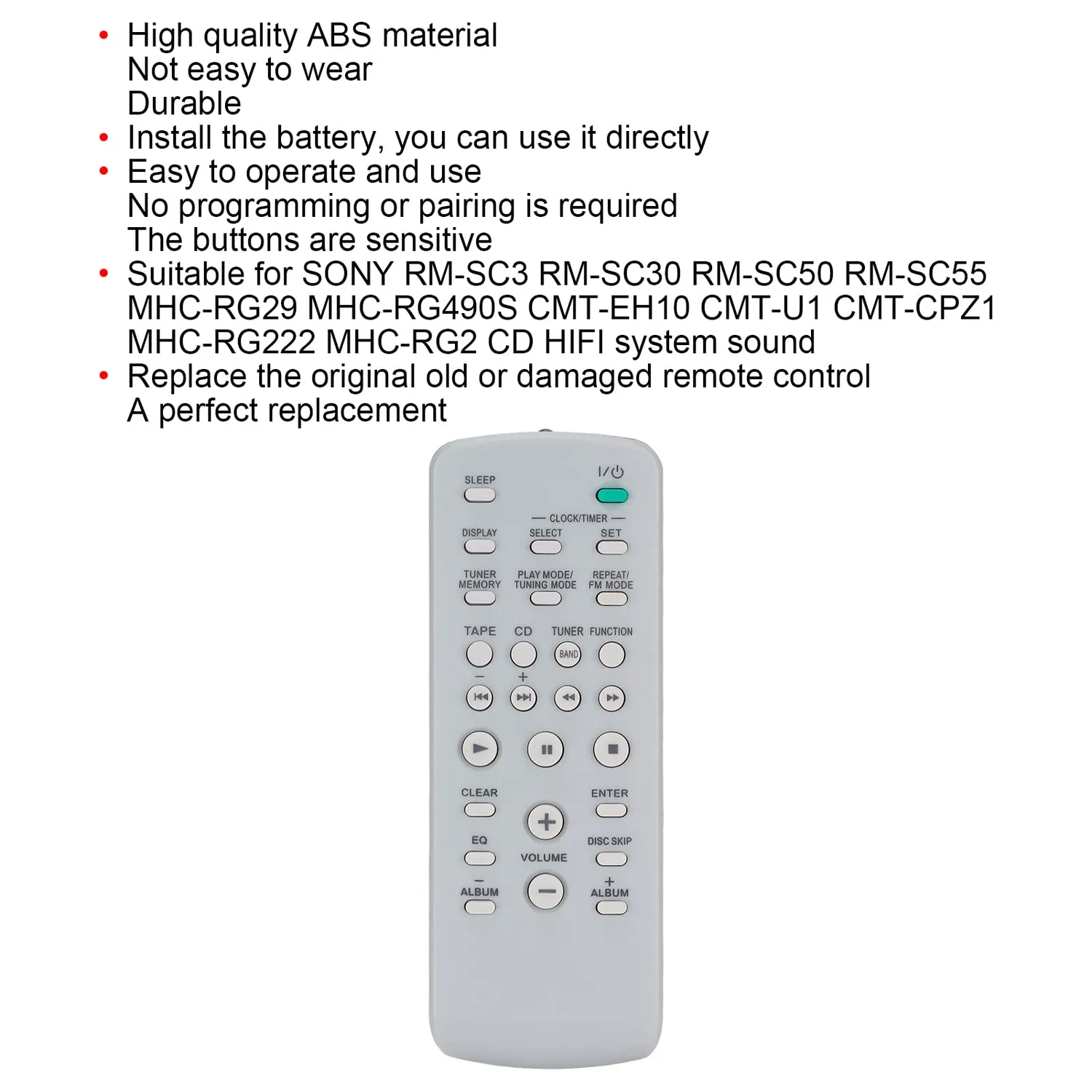 Zunate RM-SC3 telecomando sostitutivo Sony HiFi