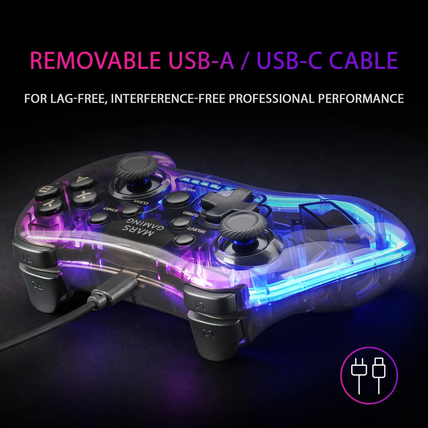 Mars Gaming MGPC gamepad trasparente RGB