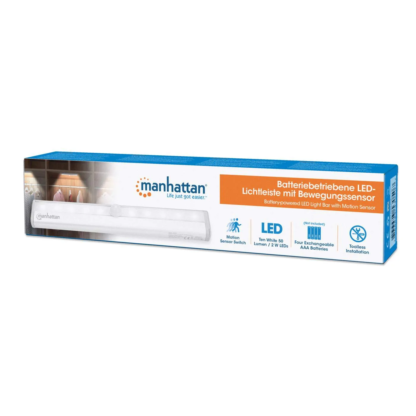 Manhattan barra LED a batteria con sensore movimento