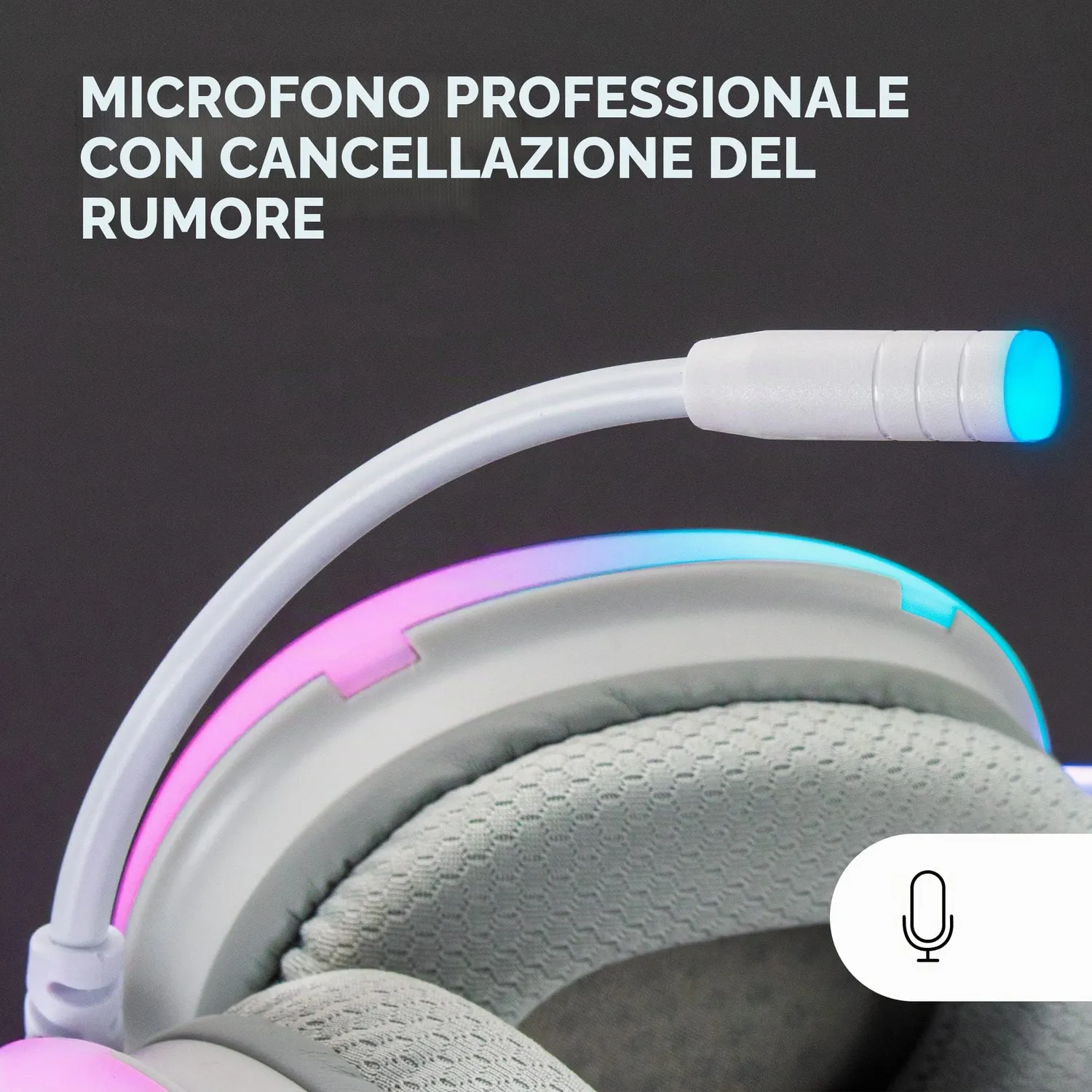Mars Gaming MH-Glow MHGLOWP cuffie gaming bianco RGB