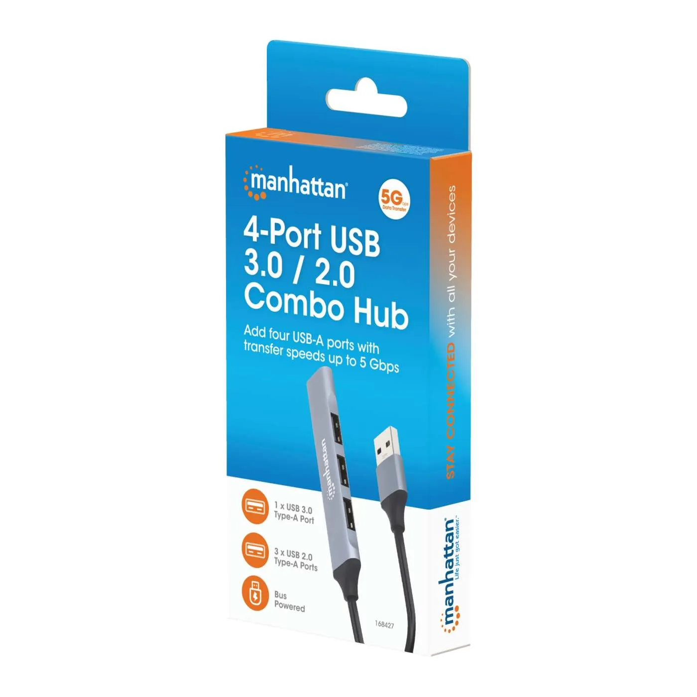 Manhattan hub USB 4 porte combo 3.0/2.0 5 Gbps alluminio