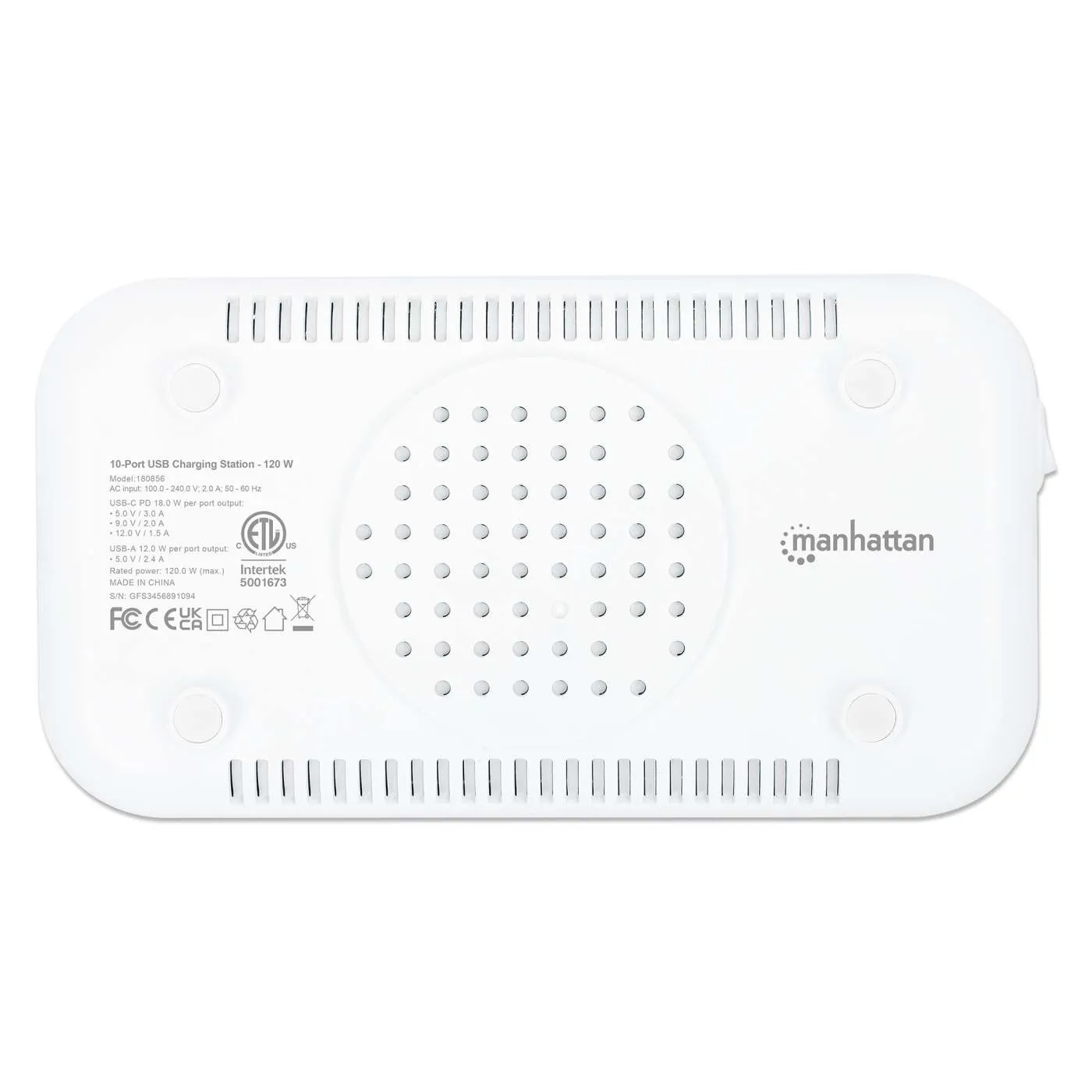 Manhattan 120W stazione ricarica USB 10 porte PD