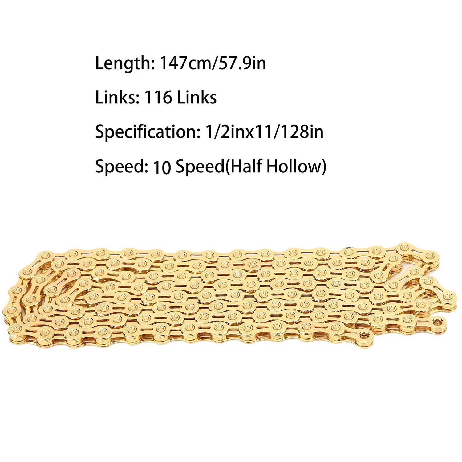 Zunate Catena Bici 10 Velocità Oro 116 Maglie 147 cm
