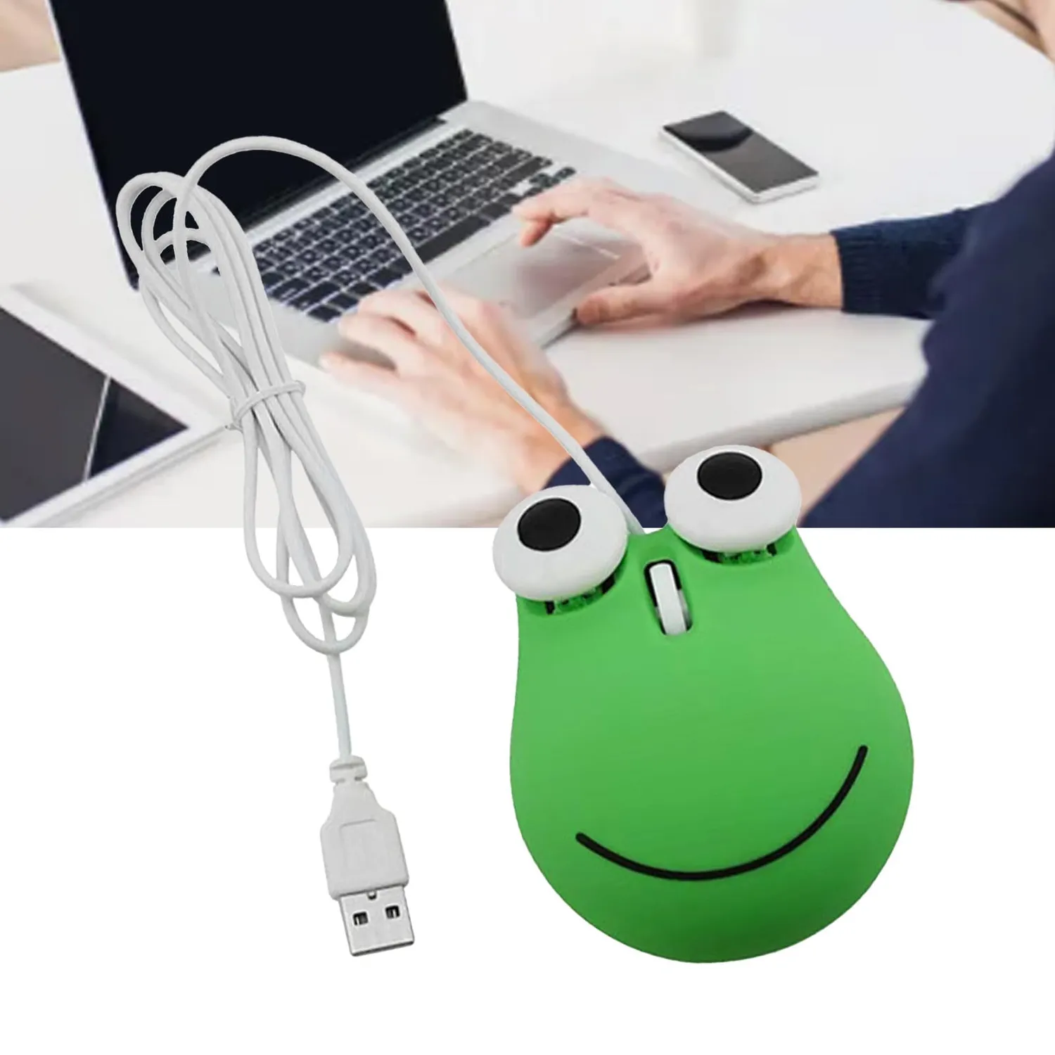 Zunate mouse USB a forma di rana verde cablato