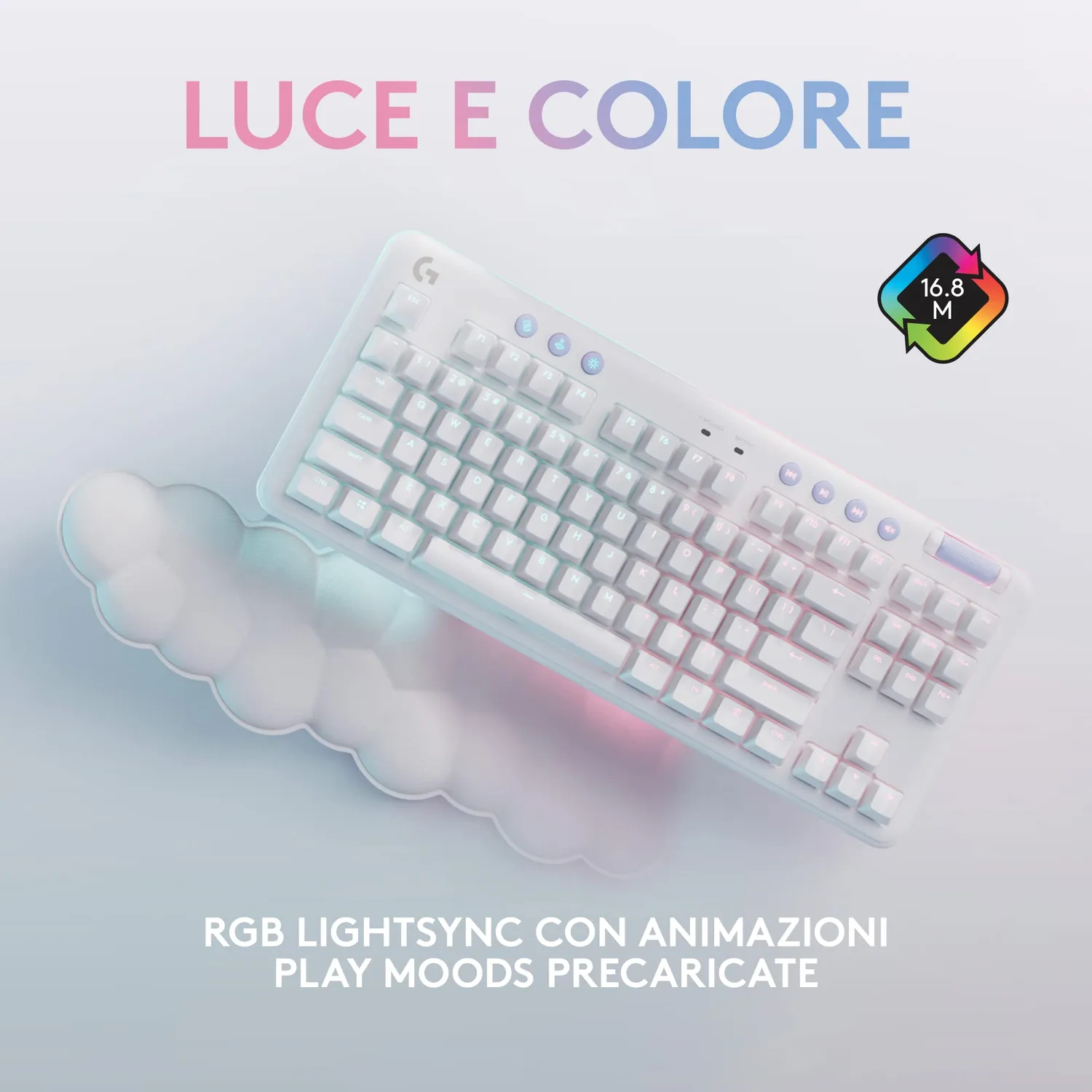 Logitech G G715 tastiera gaming wireless bianco RGB TKL