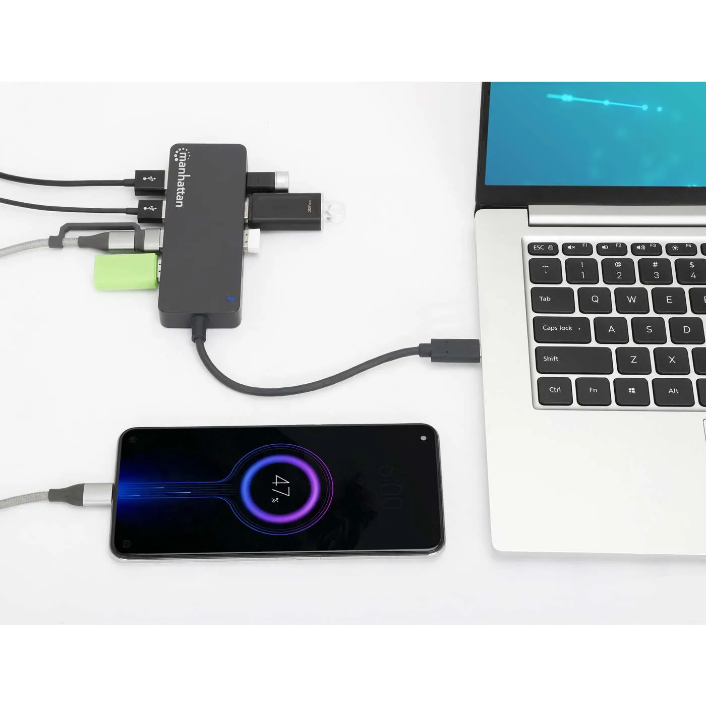 Manhattan Hub USB-C 7 porte USB-A 5 Gbps bus