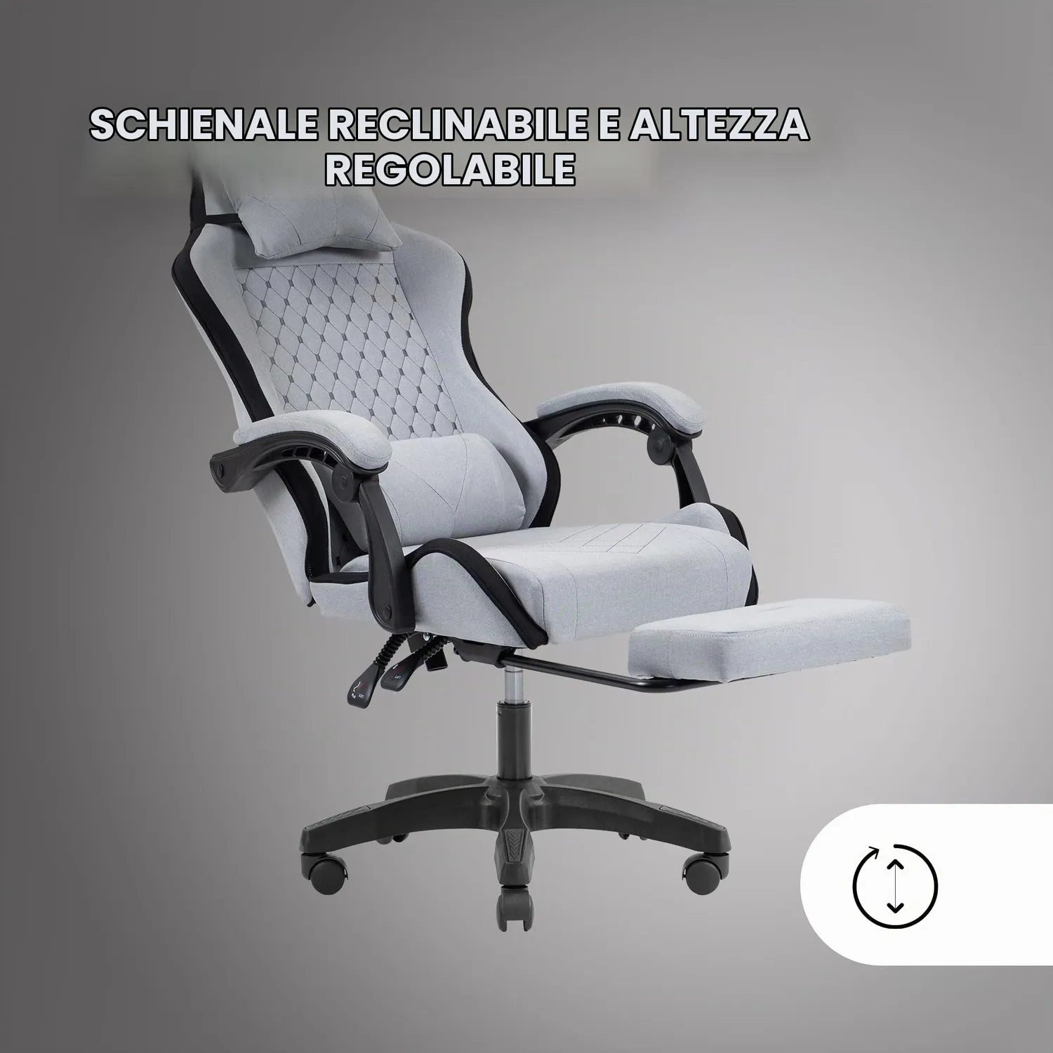 Mars Gaming MGC-X sedia gaming tessuto nero reclinabile