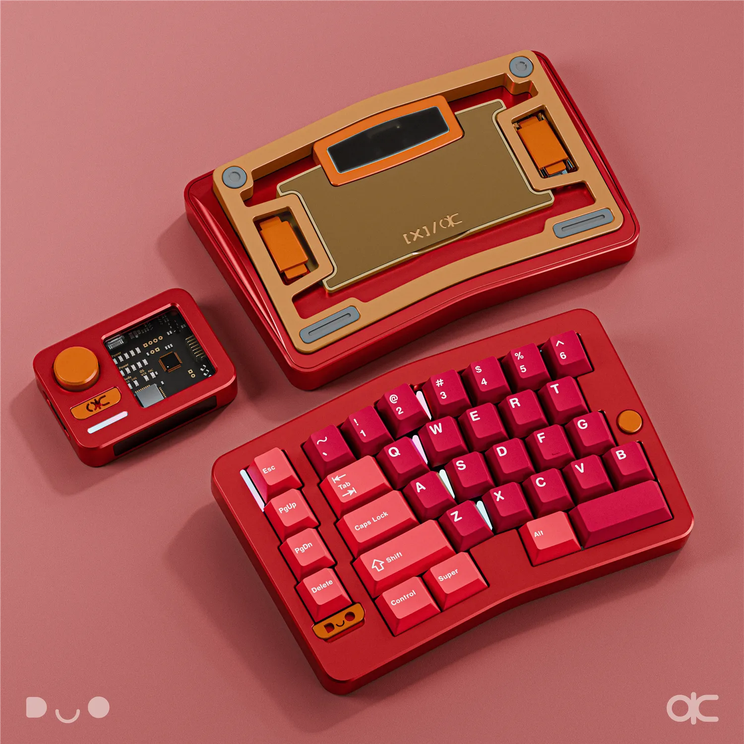 QK Alice Duo tastiera ergonomica split rosa wireless