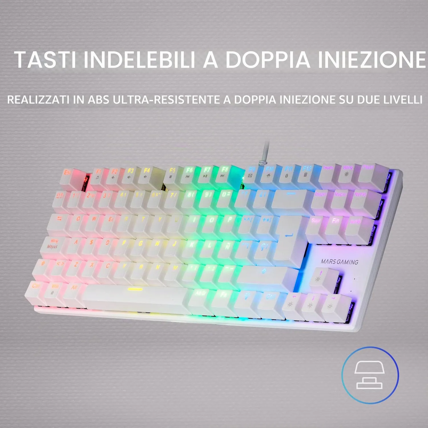 Mars Gaming MK80 tastiera gaming TKL bianca switch brown