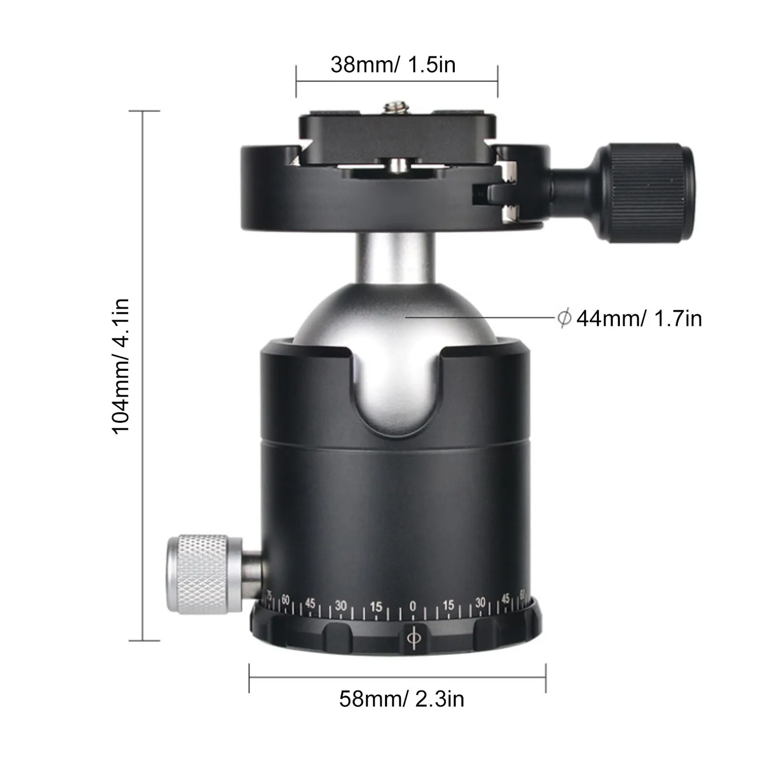 Zunate X-44 testa a sfera treppiede 44 mm 12 kg alluminio