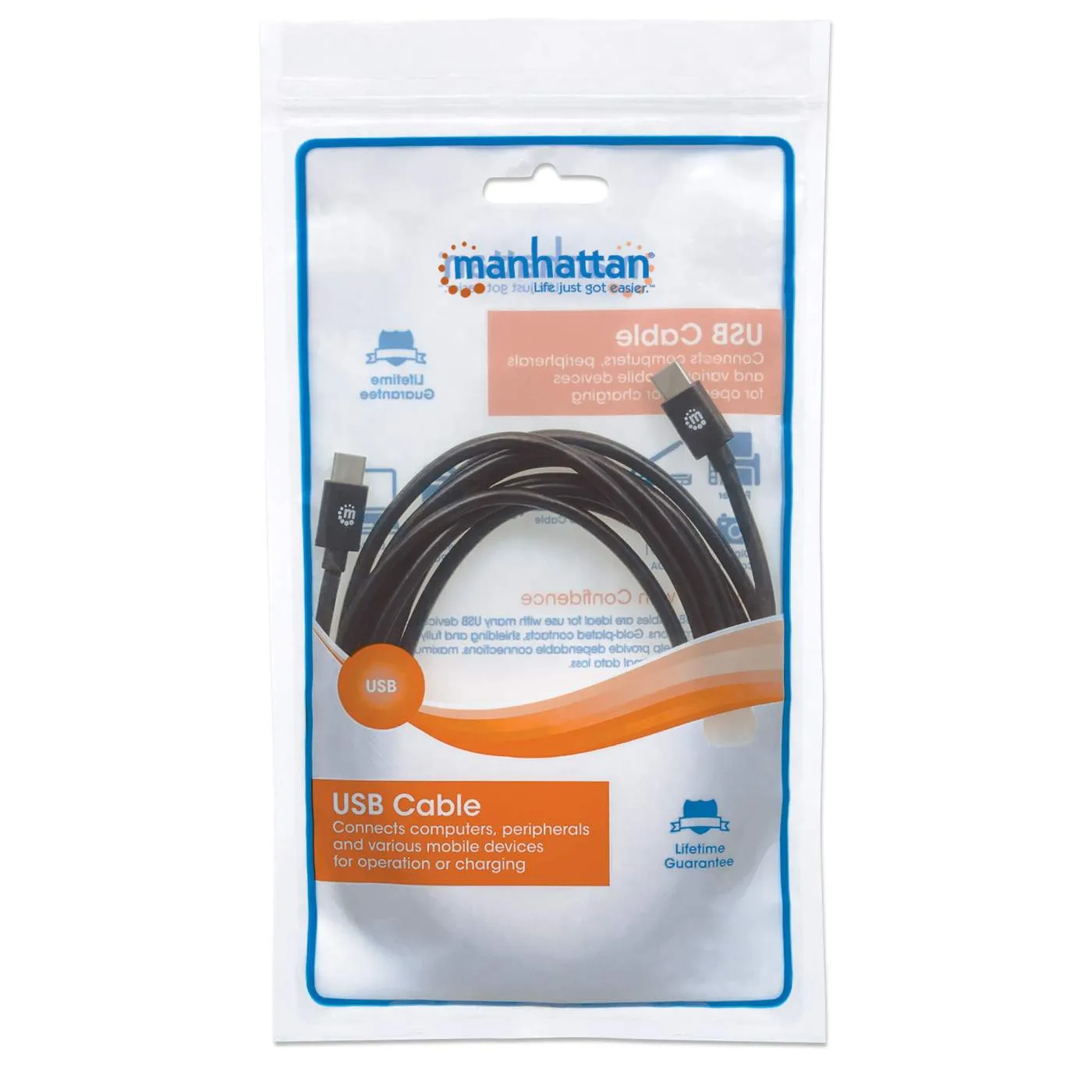 Manhattan cavo USB-C maschio 3 m 60W nero ricarica rapida