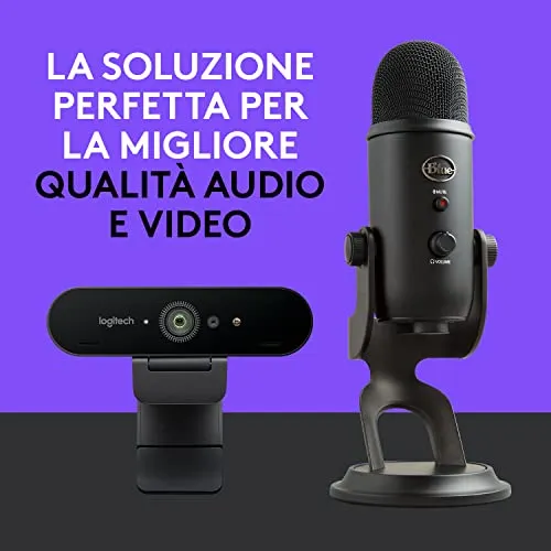 Logitech BRIO + Blue Yeti Webcam Microfono Bundle Nero 4K