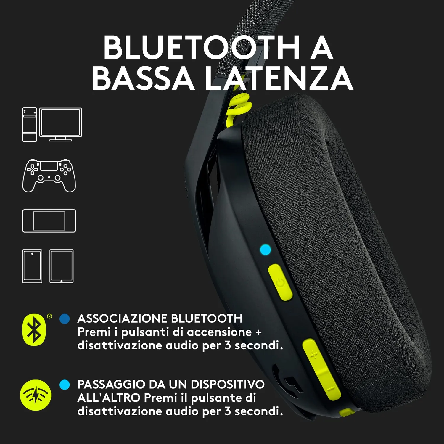 Logitech G G435 cuffie gaming wireless nere Bluetooth