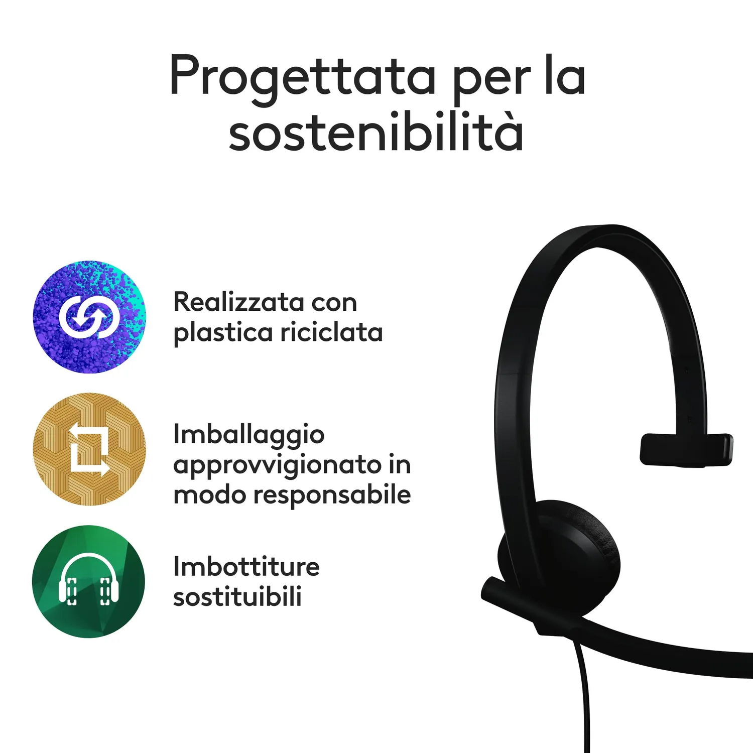 Logitech H570e cuffia USB per PC Mac 89g Teams leggera