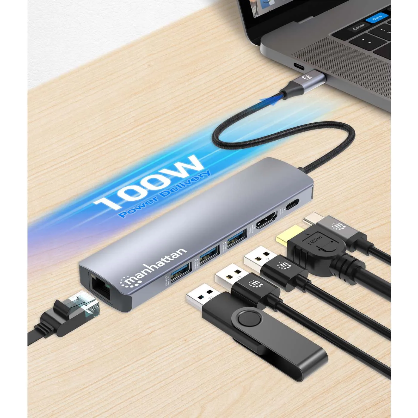 Manhattan Docking station USB-C 6-in-1 4K HDMI