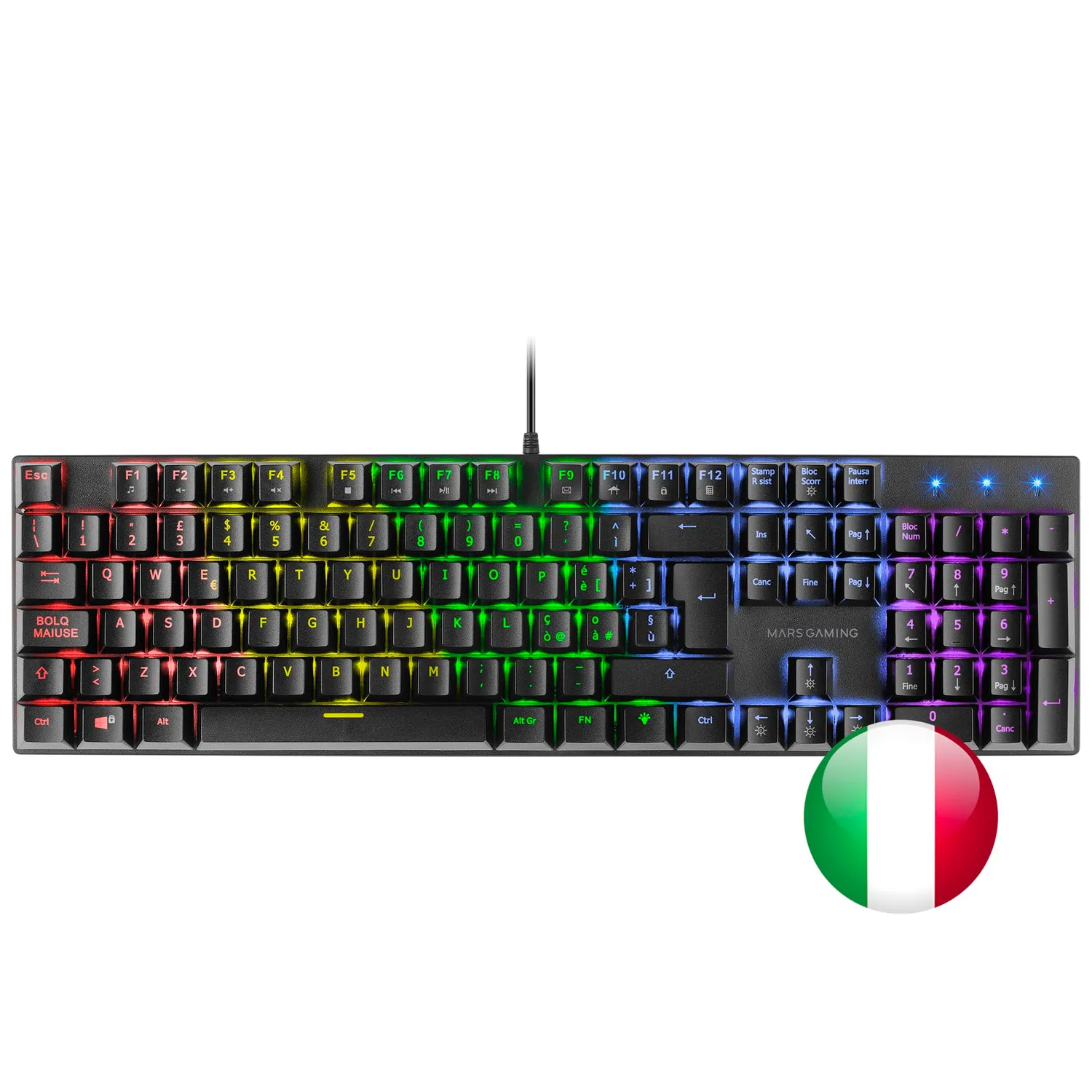 Mars Gaming MK422 Tastiera Meccanica Gaming RGB Switch Rossi