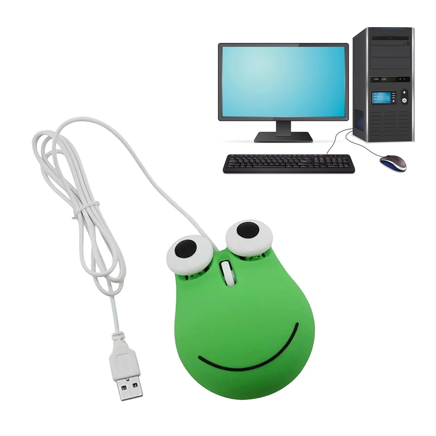 Zunate mouse USB a forma di rana verde cablato