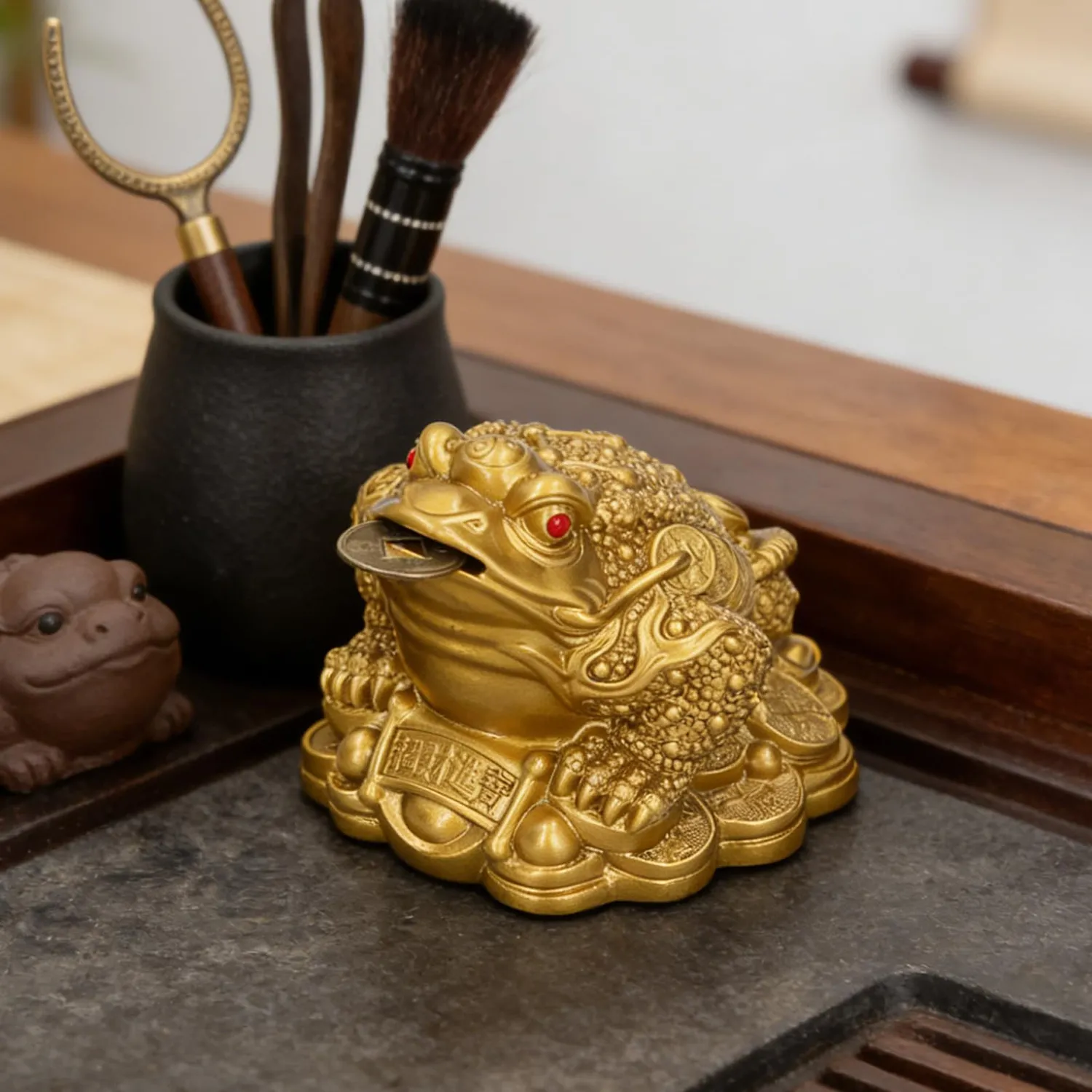 Zunate rana portafortuna statuetta oro Feng Shui 6,5 cm