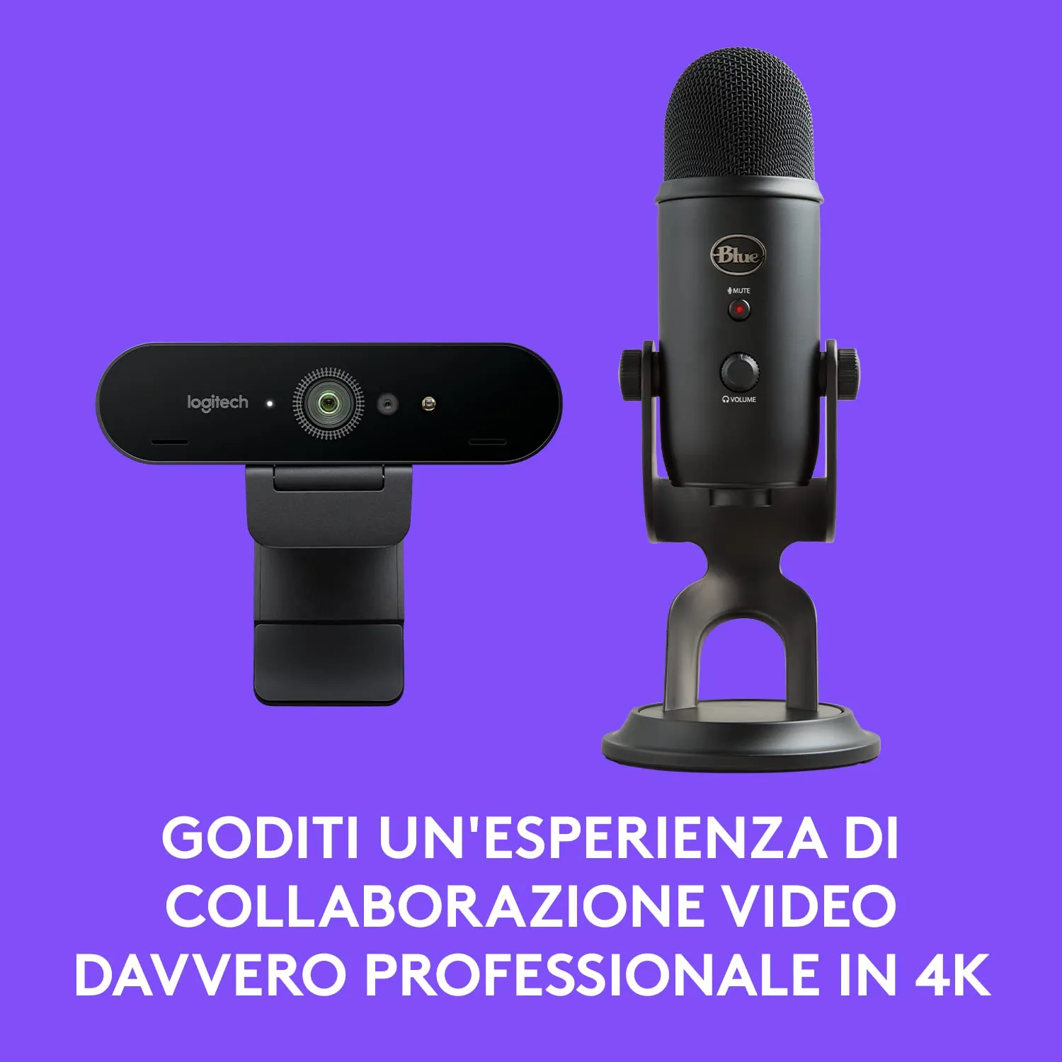 Logitech BRIO + Blue Yeti Webcam Microfono Bundle Nero 4K