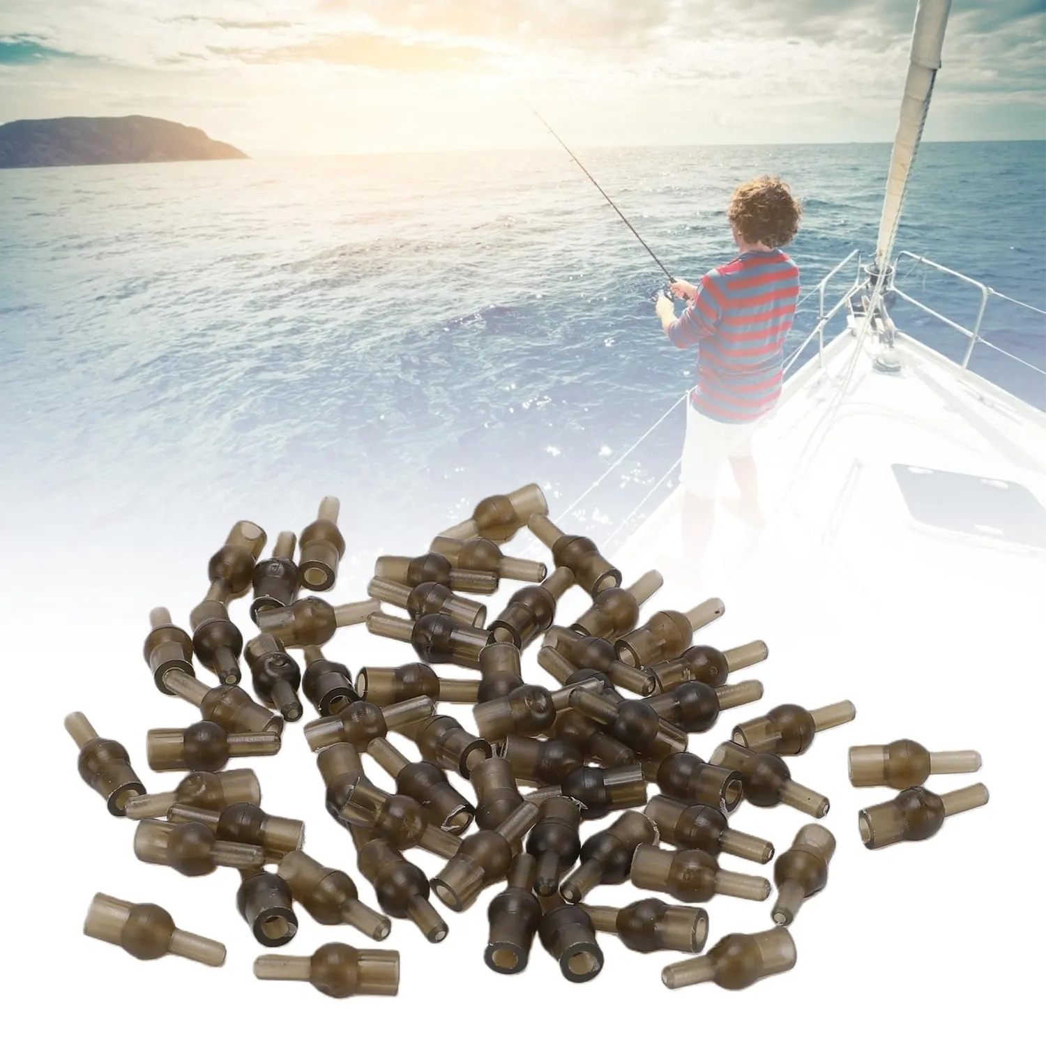 Zunate 60 pezzi gommini nodi pesca sleeves gomma