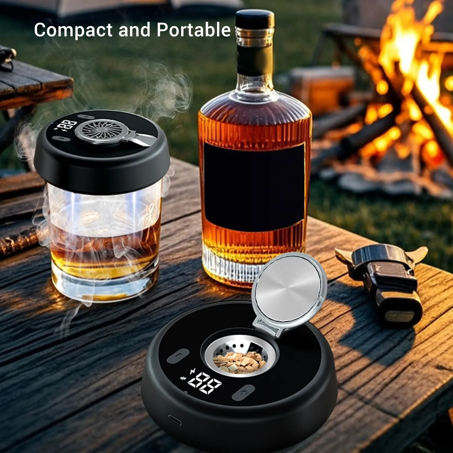 Zunate Kit Affumicatore Whisky Elettrico con Stampi Ghiaccio 6 Legni