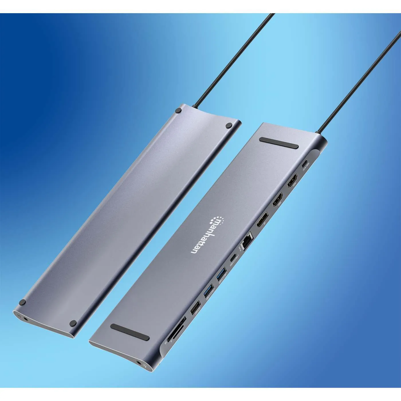 Manhattan 12-in-1 Triple Monitor 4K docking station USB-C 3x 4K