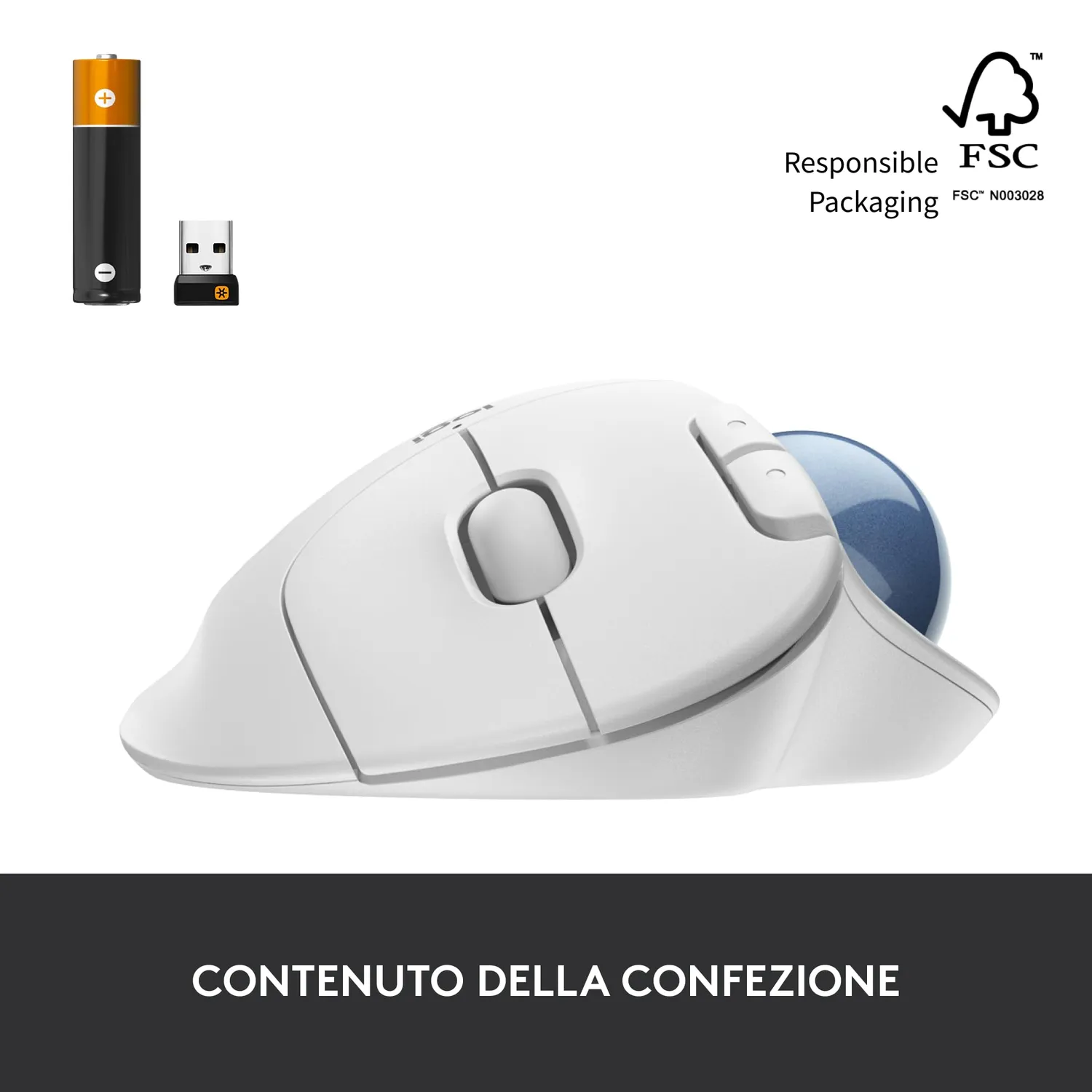 Logitech Ergo M575 mouse trackball wireless ergonomico