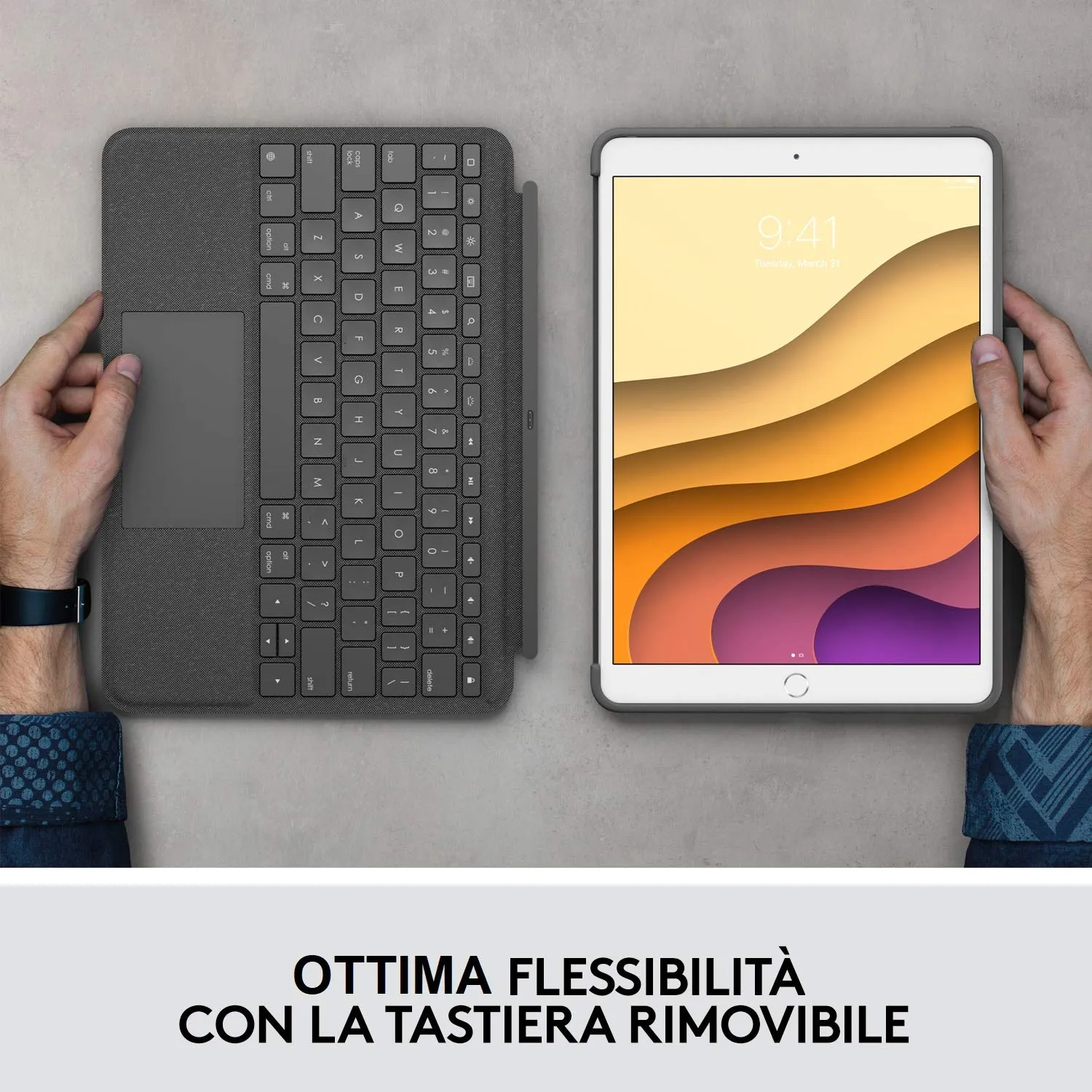 Logitech Combo Touch custodia tastiera iPad Air ITA retroilluminata