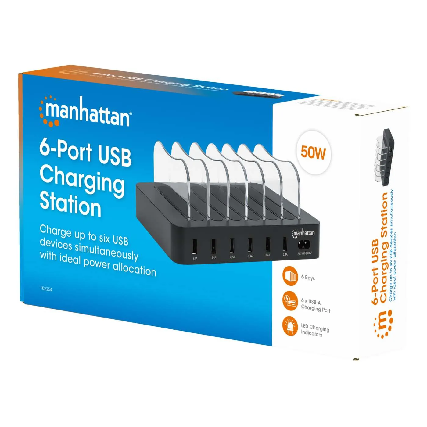 Manhattan Stazione ricarica USB 6 porte 50W nera