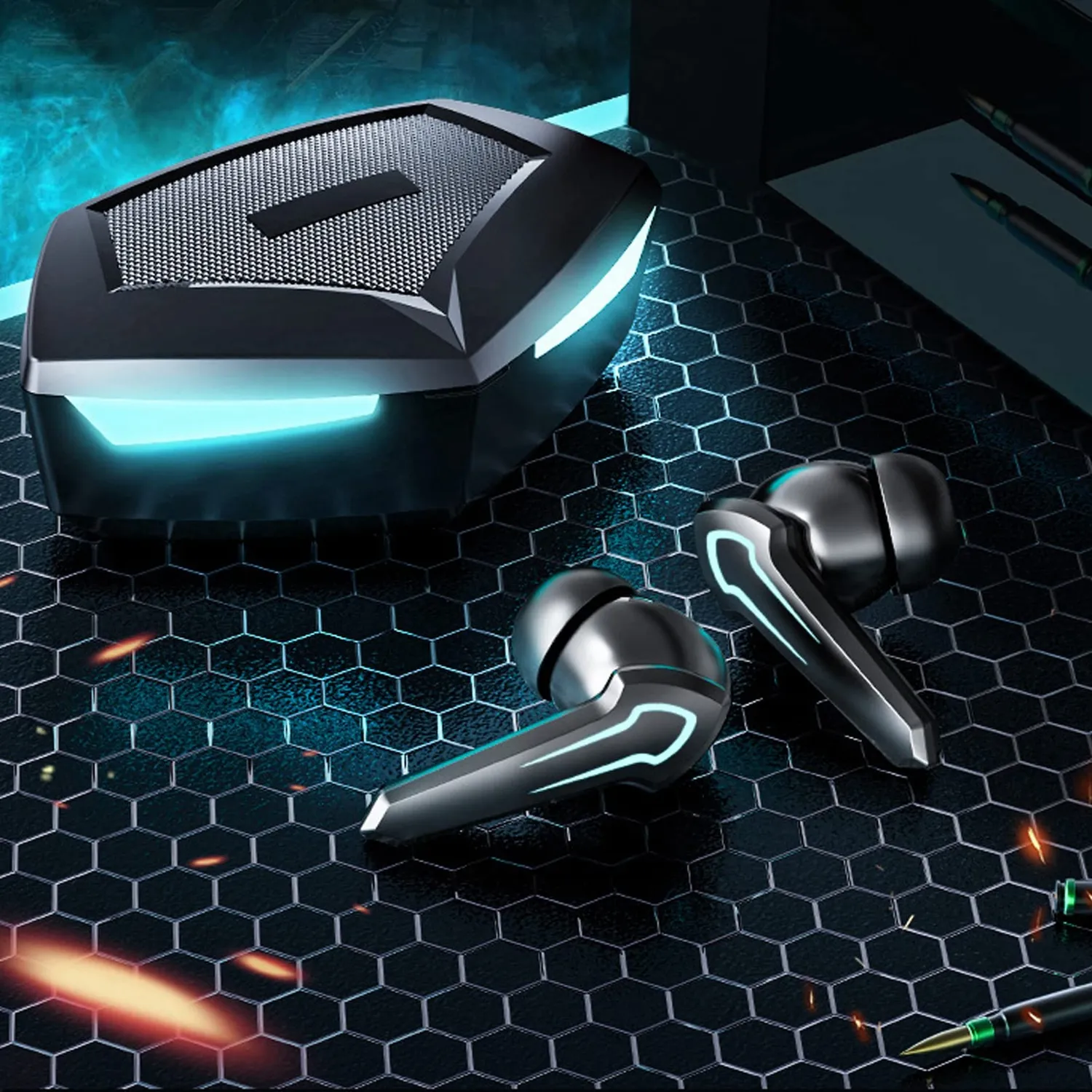 Zunate Auricolari Gaming Bluetooth 5.2 Neri 45 ms