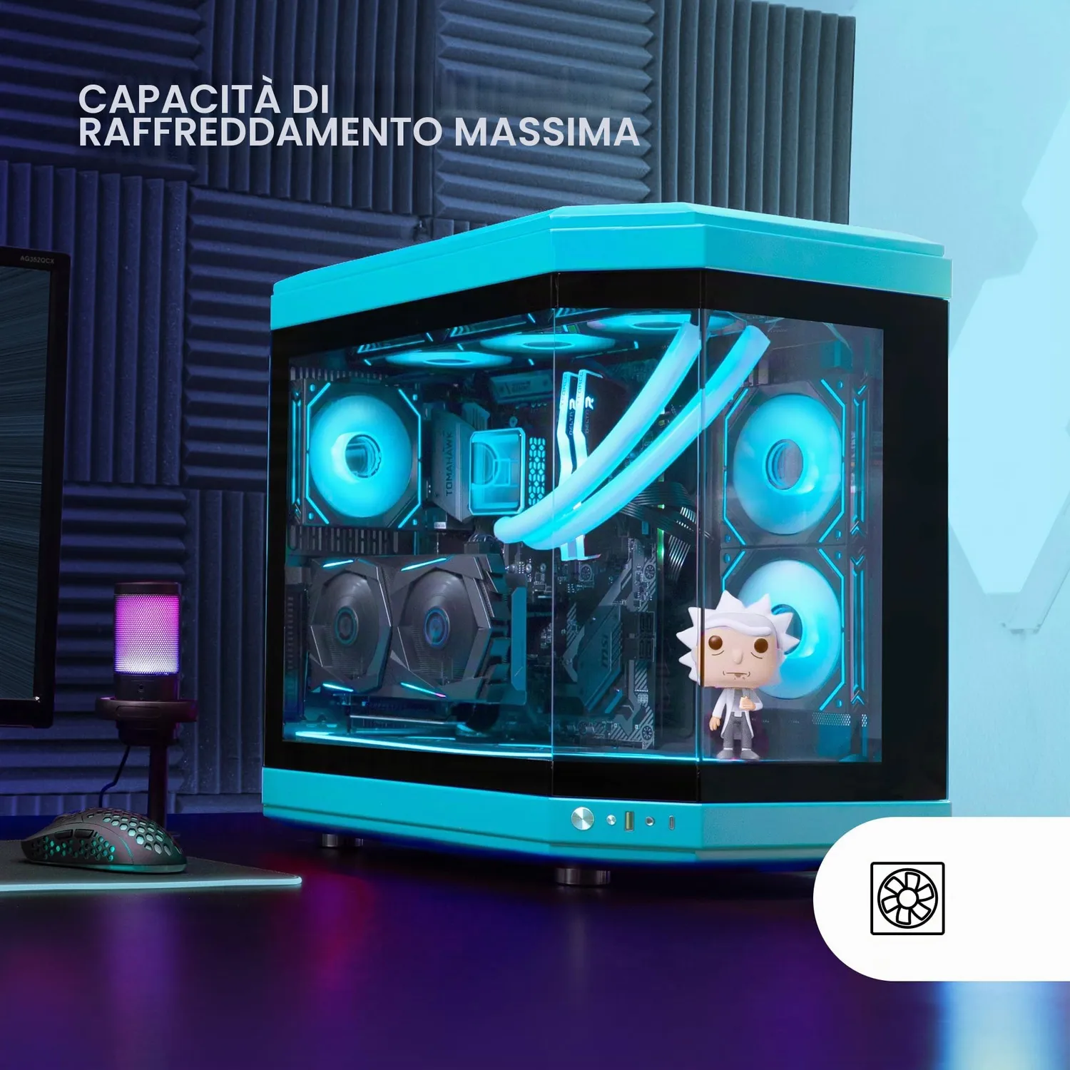 Mars Gaming MC-3T case ATX vetro blu tripla finestra